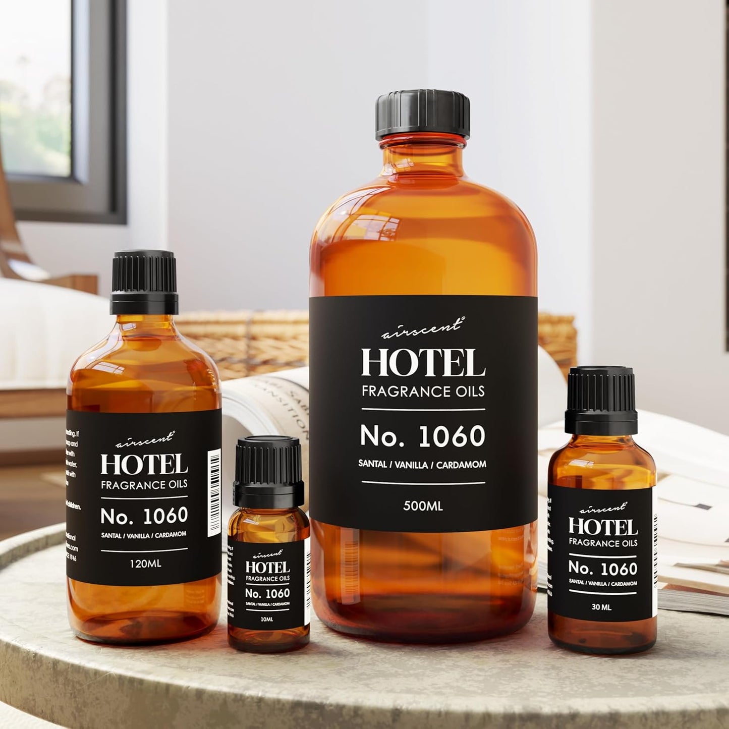 AirScent No.1060 Diffuser Oil - Santal, Vanilla, Cardamom - Fragrance Oil for Ultrasonic and Waterless Diffusers and Crafting - 10 mL, 0.34 fl oz Glass Dropper Bottle
