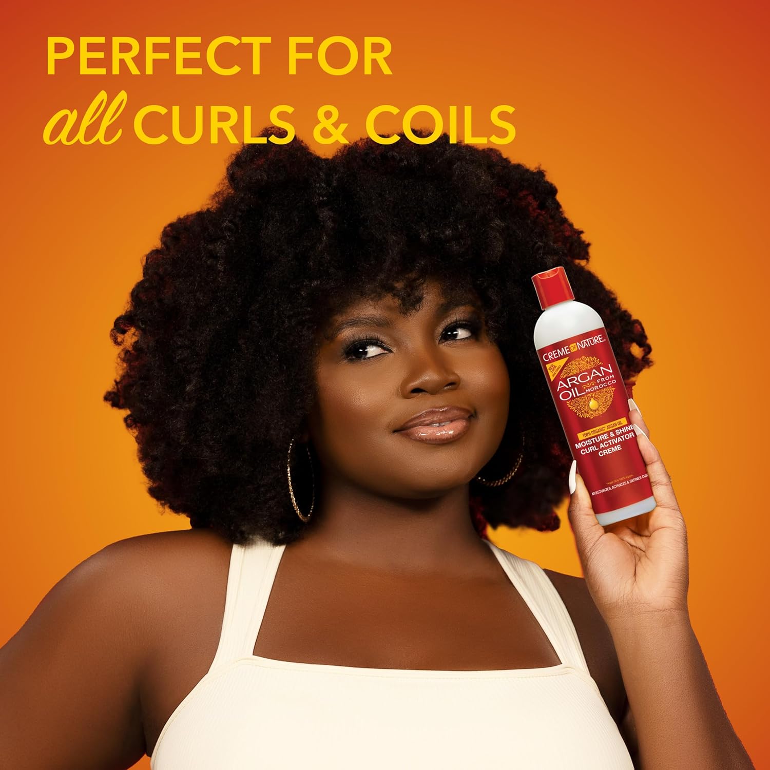 Creme of Nature Moisture & Shine Curl Activator Creme, Defines & Smooths Curls, Anti-Frizz, Hydrating Formula with Argan Oil from Morocco, 12 oz