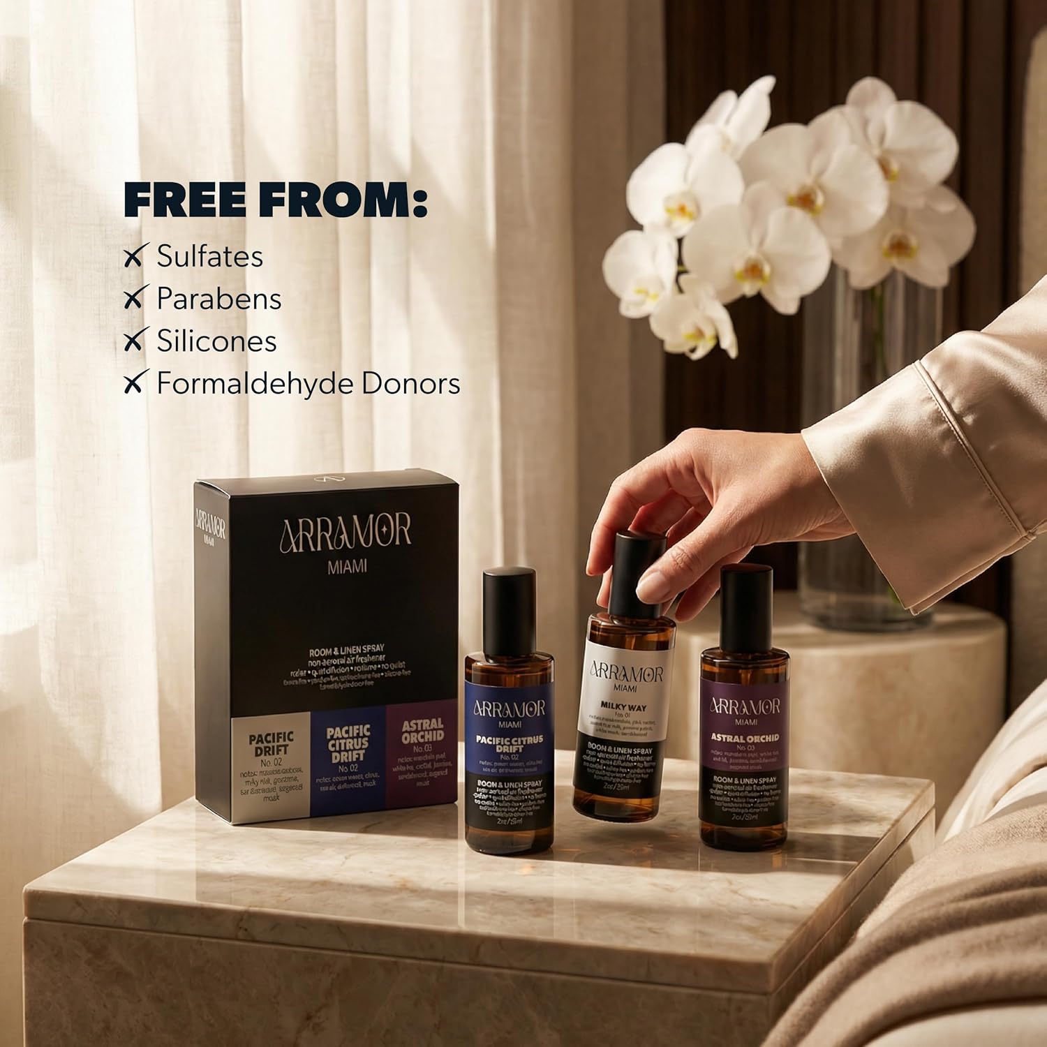 Room Spray Air Freshener Variety Pack – Odor Eliminator & Linen Spray with Essential Oils – Long Lasting Home Fragrance Mist for Bathroom, Bedroom, Fabric & Pillow, 3 Scents (3 Pack, 2oz Each)