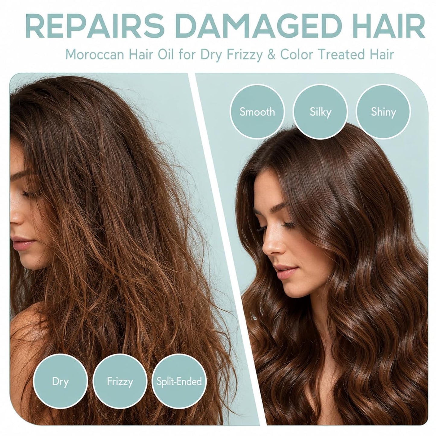 Moroccan Argan Oil, Hair Oil for Frizzy Hair, Morroccan Hair Care Oil Natural Serum Help Split Ends Dry Scalp Hair Care Products Strengthen Dry Damaged Curly Long Curly Hair Treatment Heat Protectant