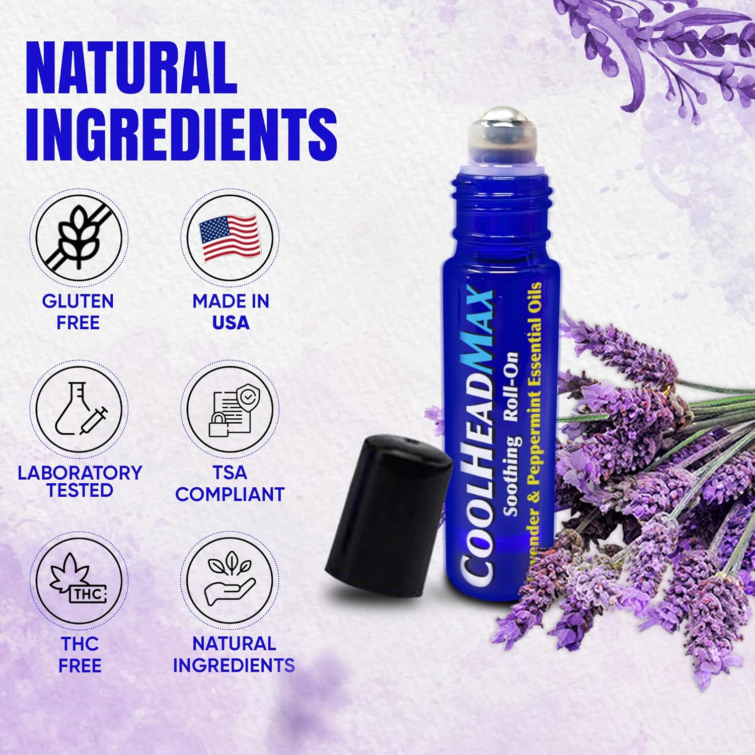 CoolHead Max Headache Roll On, Natural Essential Oil Migraine Topical, Headache Support Essential Oil Roller, Fast Cooling Comfort with Lavender and Peppermint Essential Oils (1 Pack)