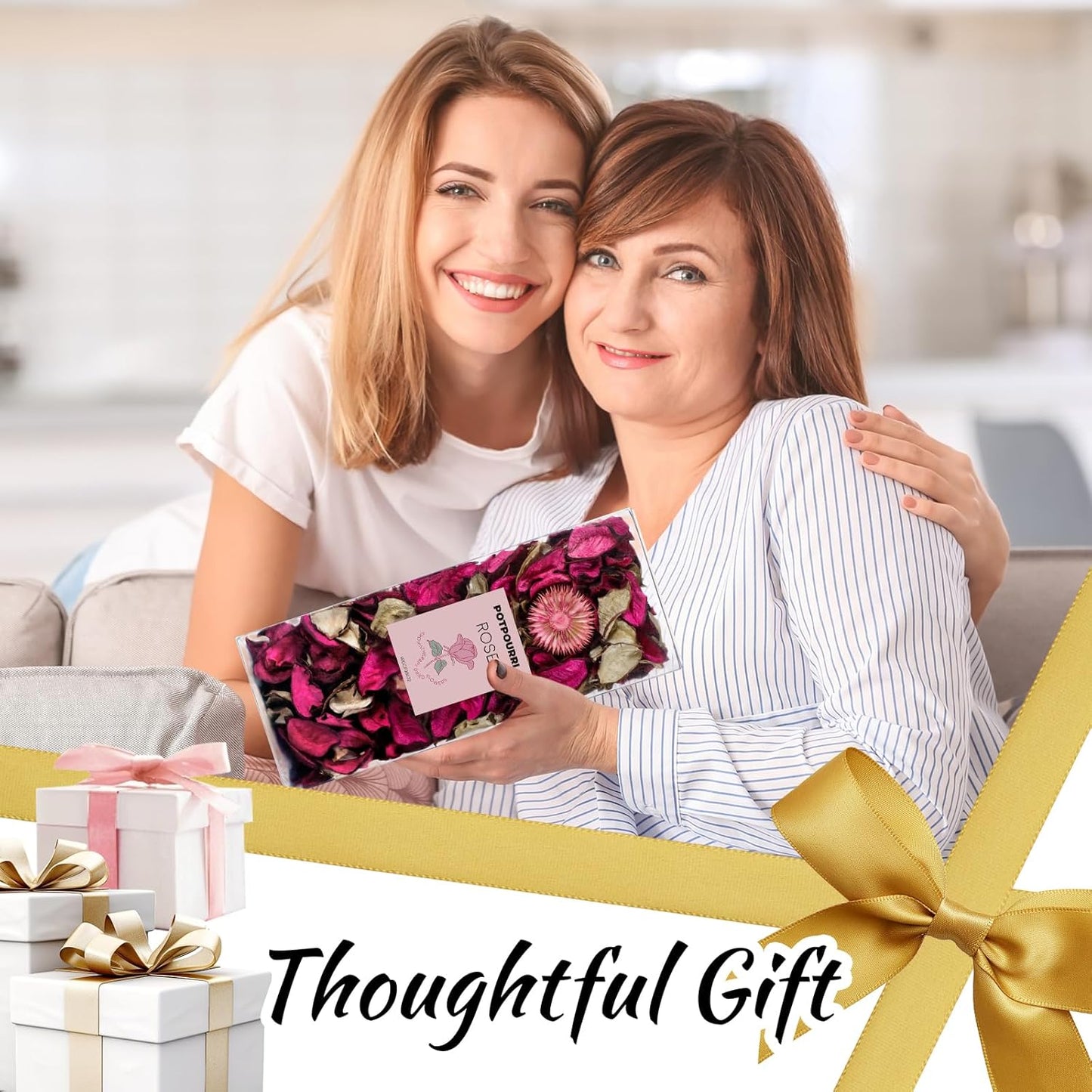 STRN Potpourri Bags, Rose Scented Potpourri Vase Filler Long-Lasting Fragrance Pink Decorative Bowl Fillers for Home Décor, Office, Bedroom, 2-Pack
