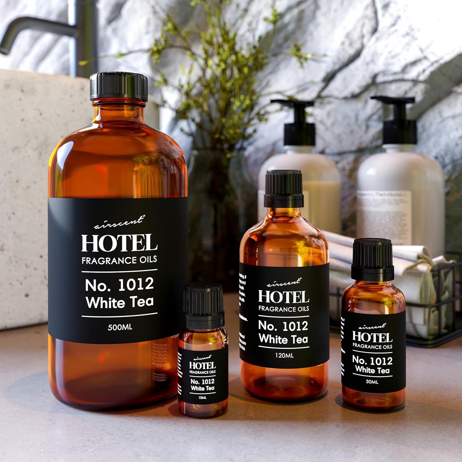 AirScent Hotel Diffuser Oil No. 1012 Inspired by The Renowned White Tea Hotel Scent - Premium Fragrance Oil for Ultrasonic and Waterless Diffusers and Crafting - 500 mL, 16.9 fl oz Bottle