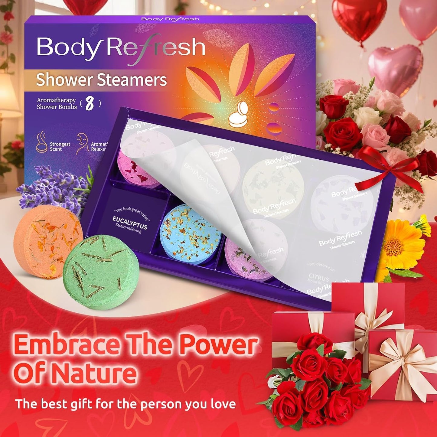 Shower Steamers Aromatherapy - 8 Pack Shower Bombs with Natural Essential Oils, Birthday Gifts for Women Self Care Relaxation Home SPA Stress Relief, Mothers Day Gifts for Mom, Her, Women