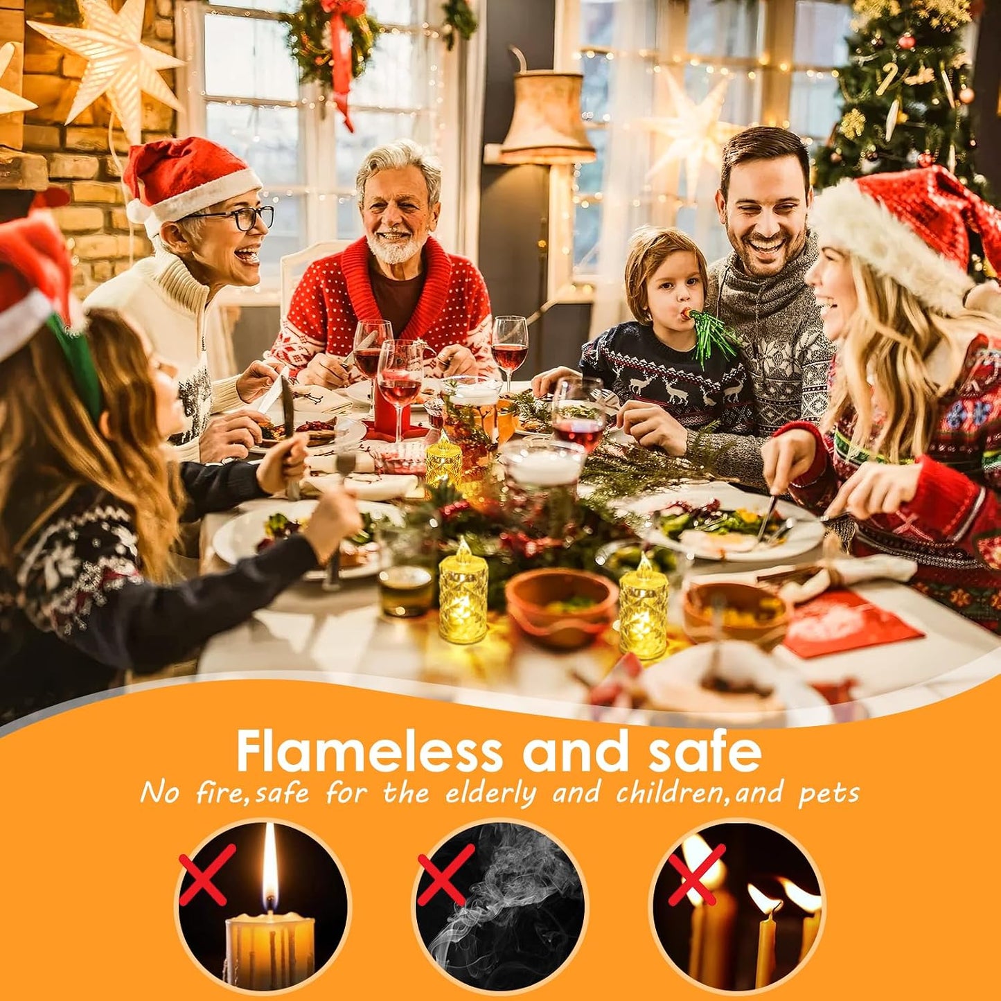 24pcs Flameless Candle Battery Operatted, Led Crystal Candle Lights, 100+Hours Fake Electeic Tealight Candles for Votive Valentines Anniversary Wedding Christmas Table Decorations