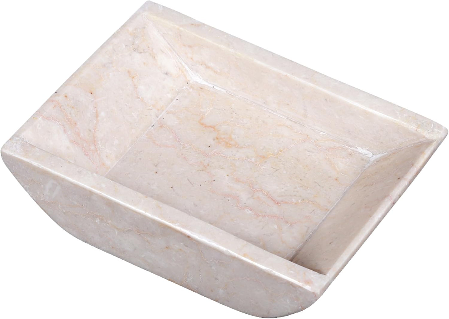 Creative Home Natural Champagne Marble Boat Shaped Candle Holder Candle Plate Accessory Organizer, Small, Beige