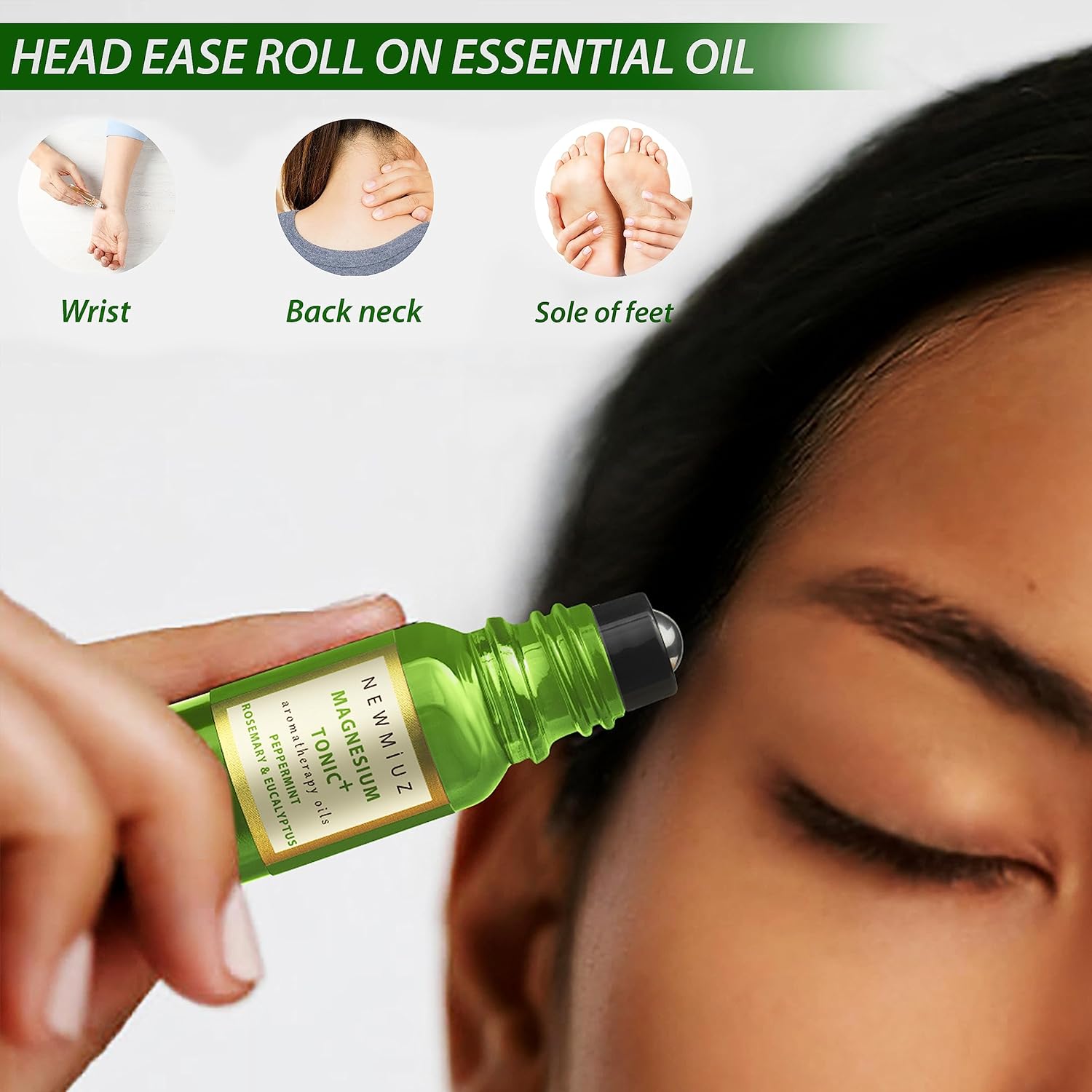 De Stress Roll on Calming Holy Basil Lavender and Bergamot & Headache Relief Peppermint Rosemary and Eucalyptus Pack of 2