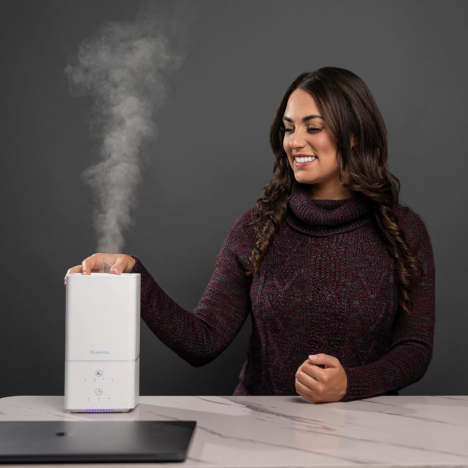 BlueHills 1000 ML Premium Essential Oil Diffuser Humidifier Combo Square White Aroma Diffuser for Large Room Home Quiet Modern Design Long Run Time High Capacity Oil Diffuser - Solid White - H101
