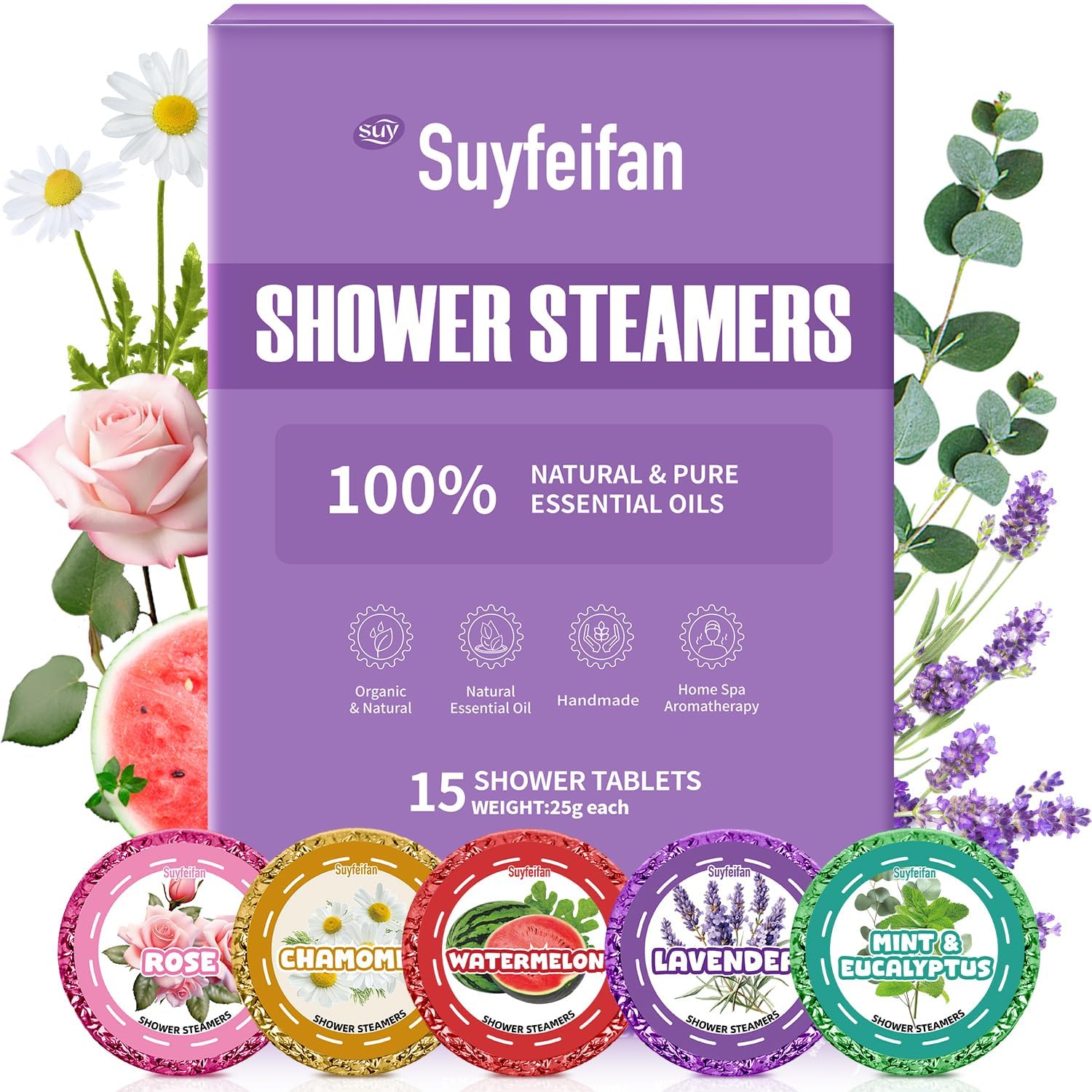 Shower Steamers Aromatherapy Gifts for Women Men 15 Pack, Fathers Day Gift for Dad Husband from Wife Daughter, Handmade Natural Organic Essential Oil, Home SPA Relaxing Self Care