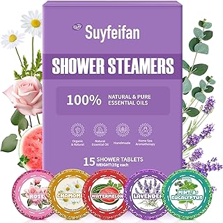Shower Steamers Aromatherapy Gifts for Women Men 15 Pack, Fathers Day Gift for Dad Husband from Wife Daughter, Handmade Natural Organic Essential Oil, Home SPA Relaxing Self Care