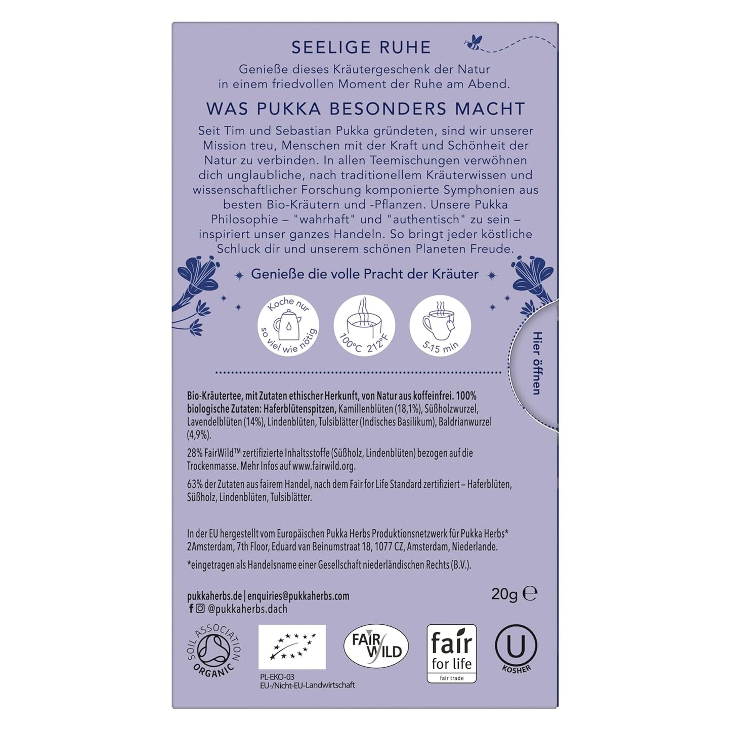 Pukka Herbal Teas Night Time Organic Oat Flower Lavender and Lime Flower Tea, 20g 20 Count