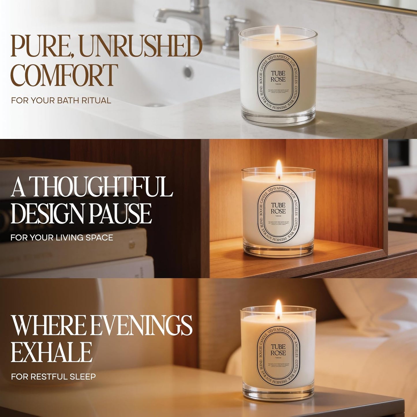 Tuberose Luxury Scented Candle for Home 8oz | Soft Floral Aroma for Daily Relaxation | Hand-Poured Soy Wax Blend | 40hr Clean Long Burn | Premium Home Fragrance for Women & Men