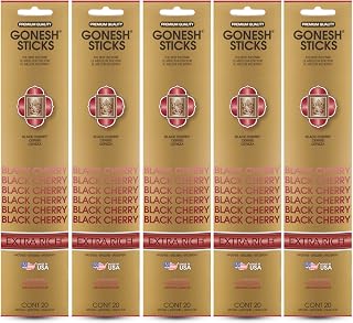 Gonesh - Extra Rich Scented Incense Sticks - Non-Toxic 10” Slow Burn Aromatic Sticks - Black Cherry - 100 Total - 5 Packs of 20