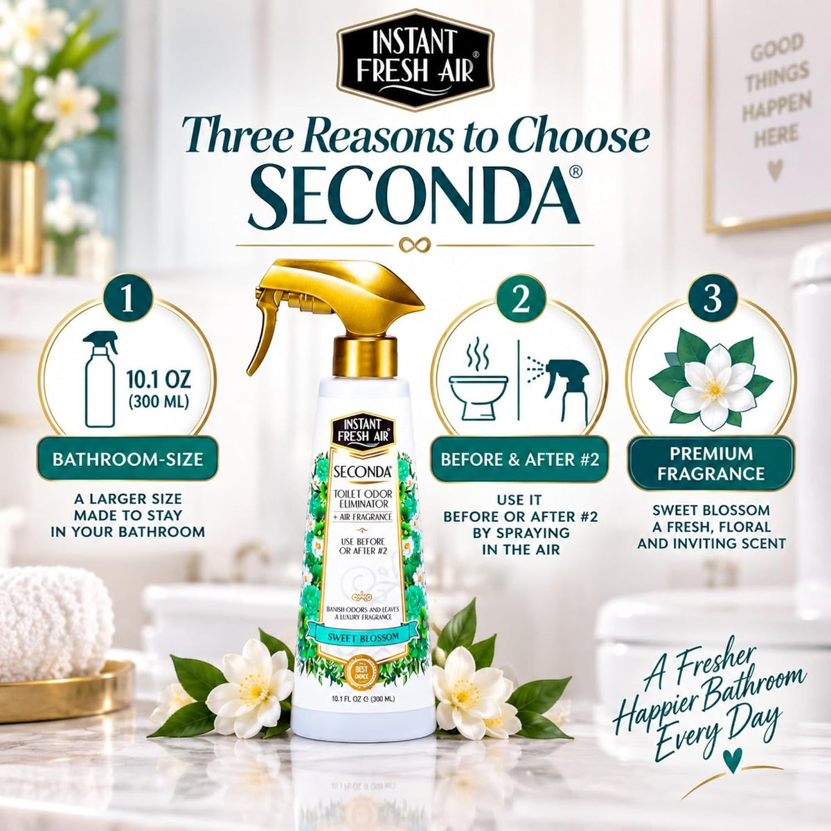 Seconda' Bathroom Air Freshener &amp; Toilet Spray - Blossom