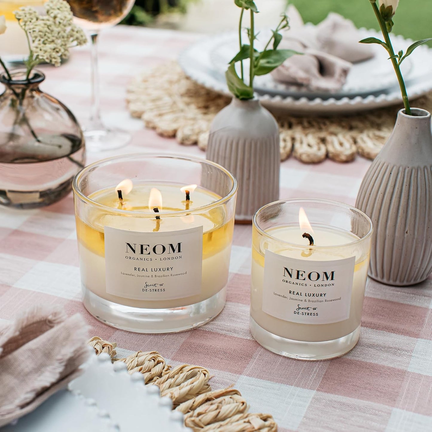 NEOM - Candle, 3 Wick | Lavender, Jasmine & Sandalwood | Scented Candles for Home | Luxury Aromatherapy Candles | Essential Oil Candles | Tranquil & Relax | Signature De-Stress Scent