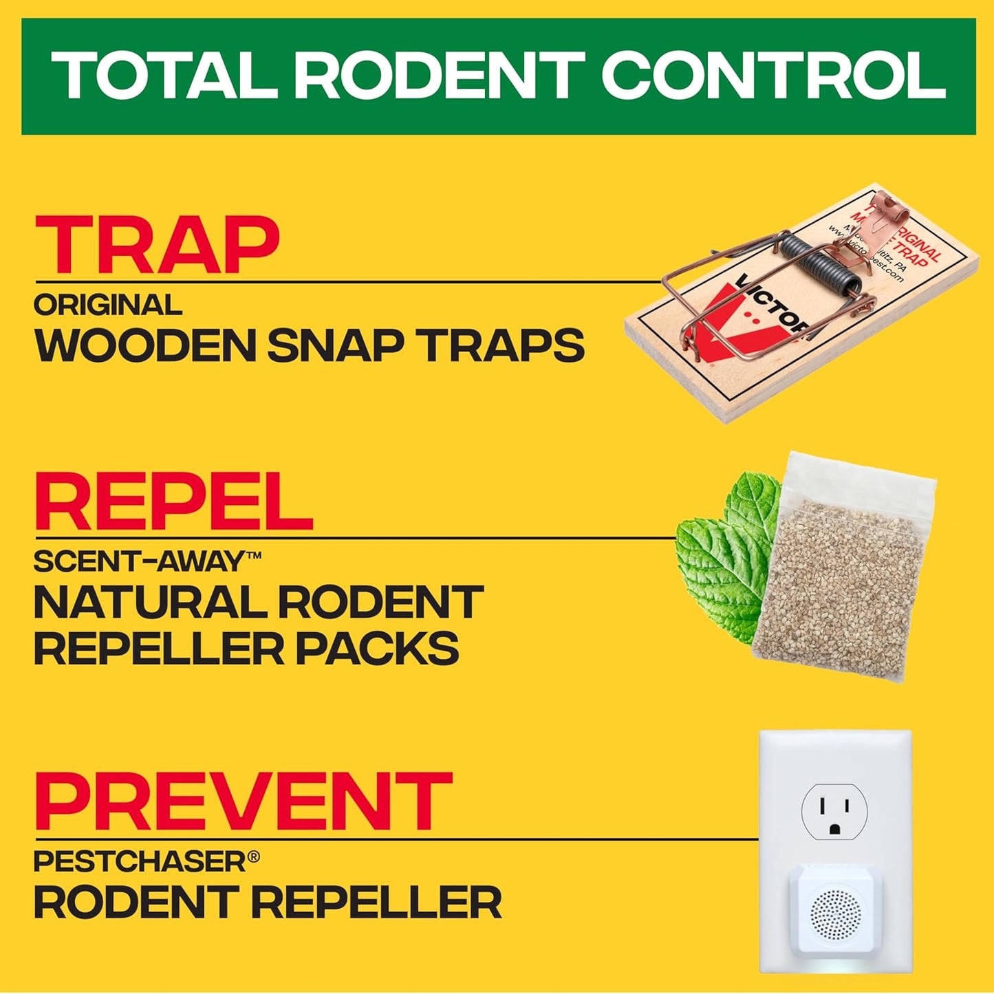 Victor M805 Scent-Away Natural Rodent Repeller – Peppermint Oil Mouse and Rat Repellent – 5 High-Strength Rodent Repelling Sachets Included