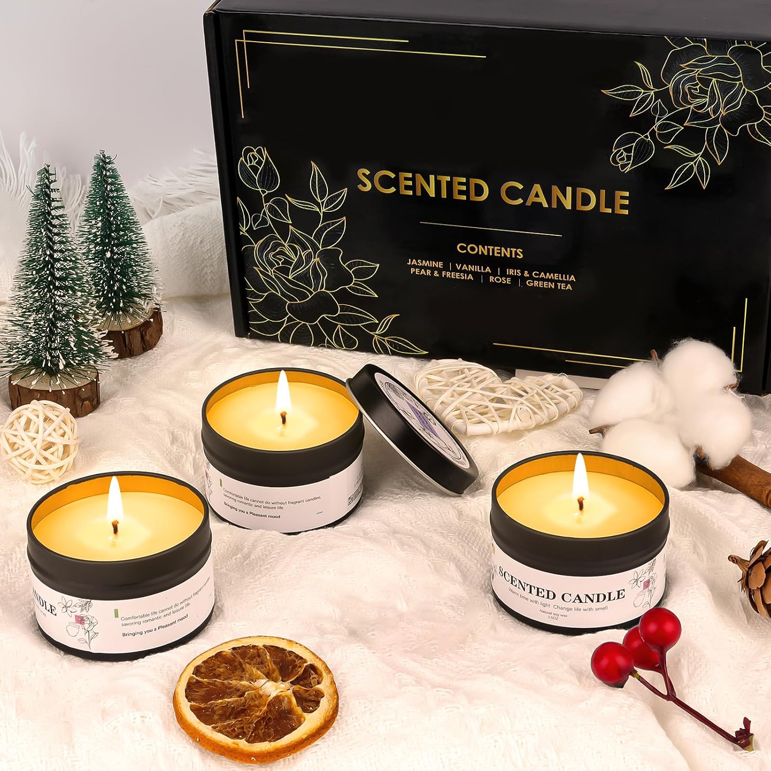 Scented Candles for Women and Men, 6 Pack Aromatherapy Candles for Home Scented, Natural Soy Jar Candle Bulk Gift Set for Christmas Birthday Thanksgiving Mother Coworker