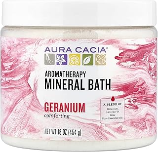 Aura Cacia Aromatherapy Mineral Bath, Comforting Geranium, 16 ounce jar