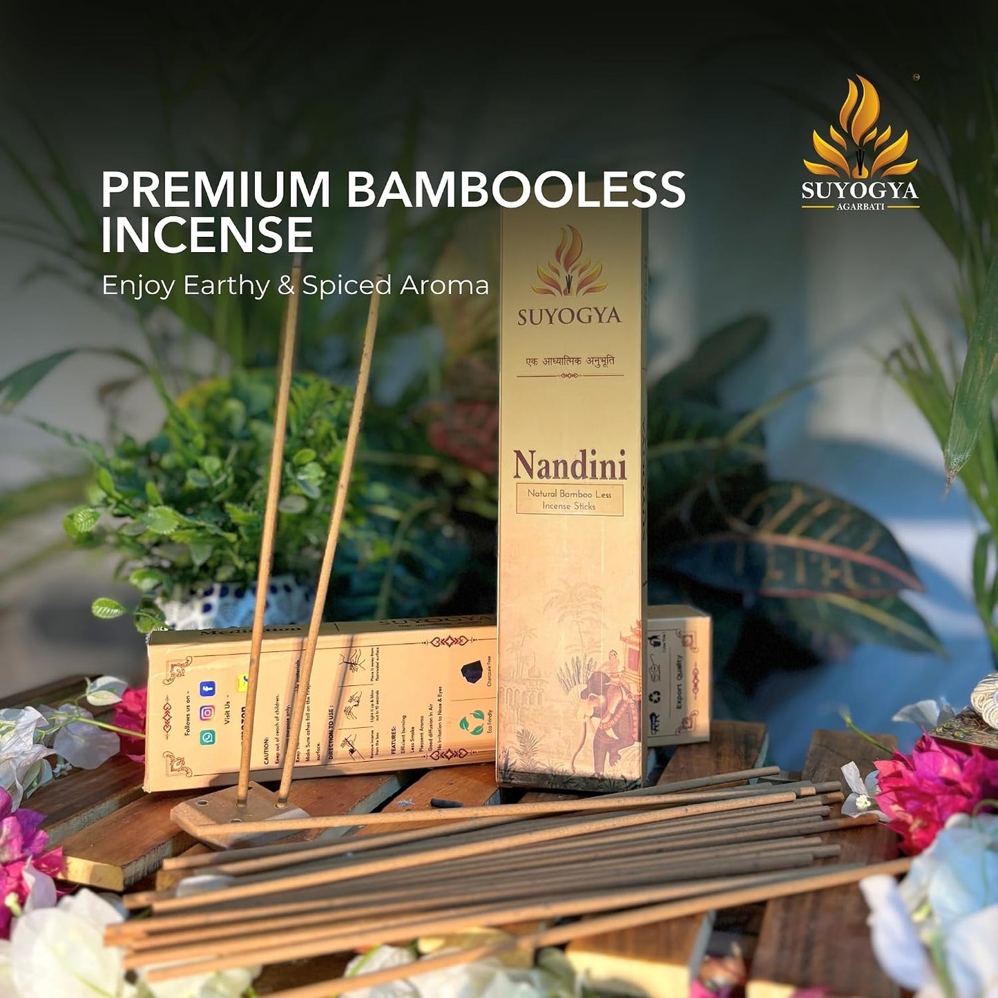 Nandini Premium 9-Inch Bambooless Incense Sticks - Hawan Samagri, 60 Minutes Long-Lasting Fragrance for Pooja, Meditation, Festivals & Relaxation - Pack of 1