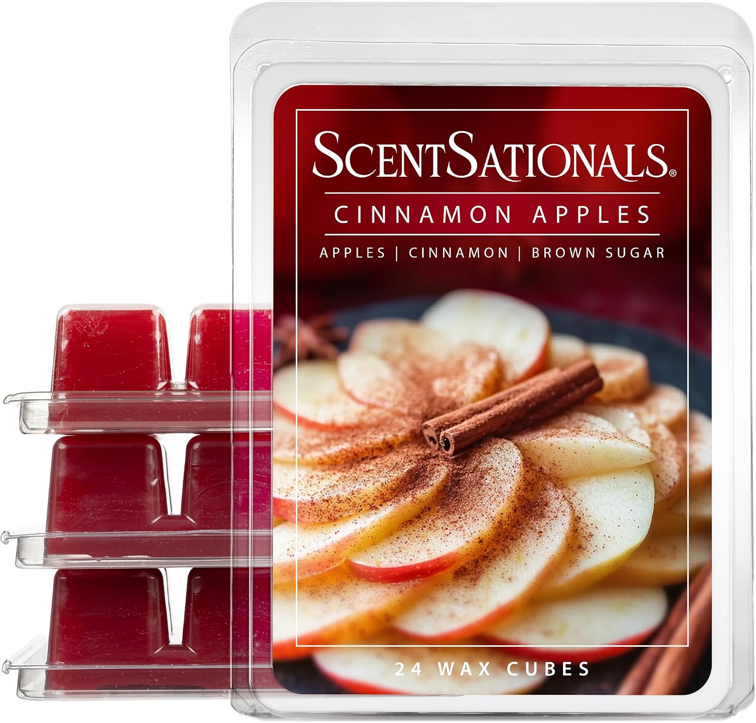 ScentSationals Cinnamon Apples Scented Wax Melts - Apple, Cinnamon, & Brown Sugar, 10oz (24 Cubes)