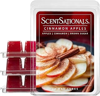 ScentSationals Cinnamon Apples Scented Wax Melts - Apple, Cinnamon, & Brown Sugar, 10oz (24 Cubes)