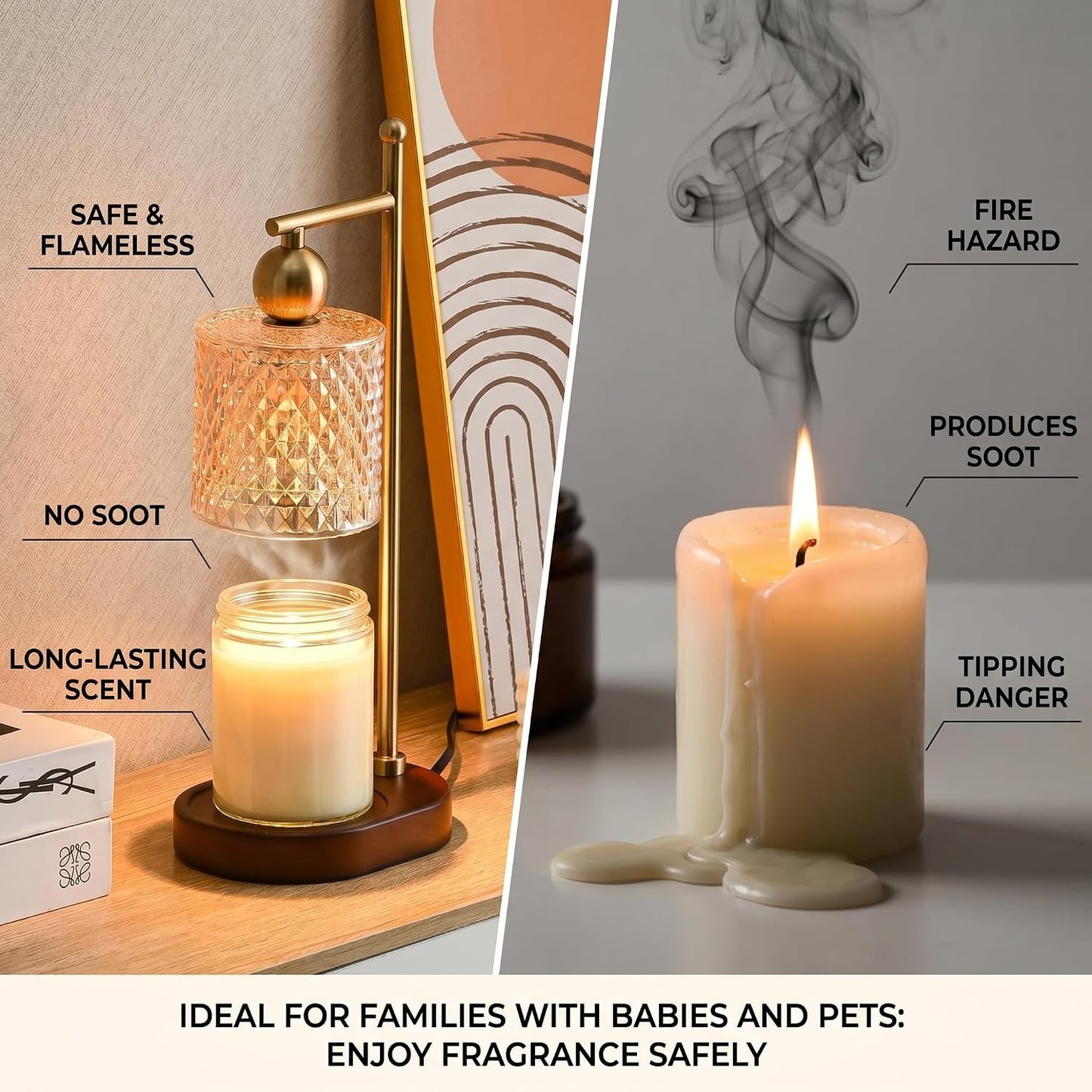 Glass Candle Warmer with Timer and Dimming Function, Perfect as a Birthday Present for Women，a Unique Candle Warmer Gift for Mum， a Housewarming Present， or as a Decorative Item for a new Home