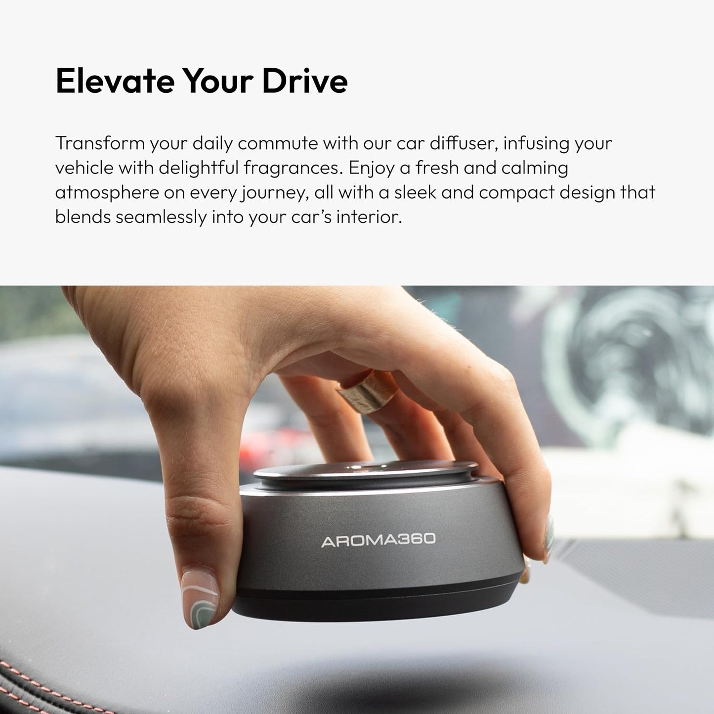 Aroma360 - Smart Car Diffuser - Portable Luxury Essential Oil Diffuser for Cars - Auto On/Off Feature - Oil Not Included