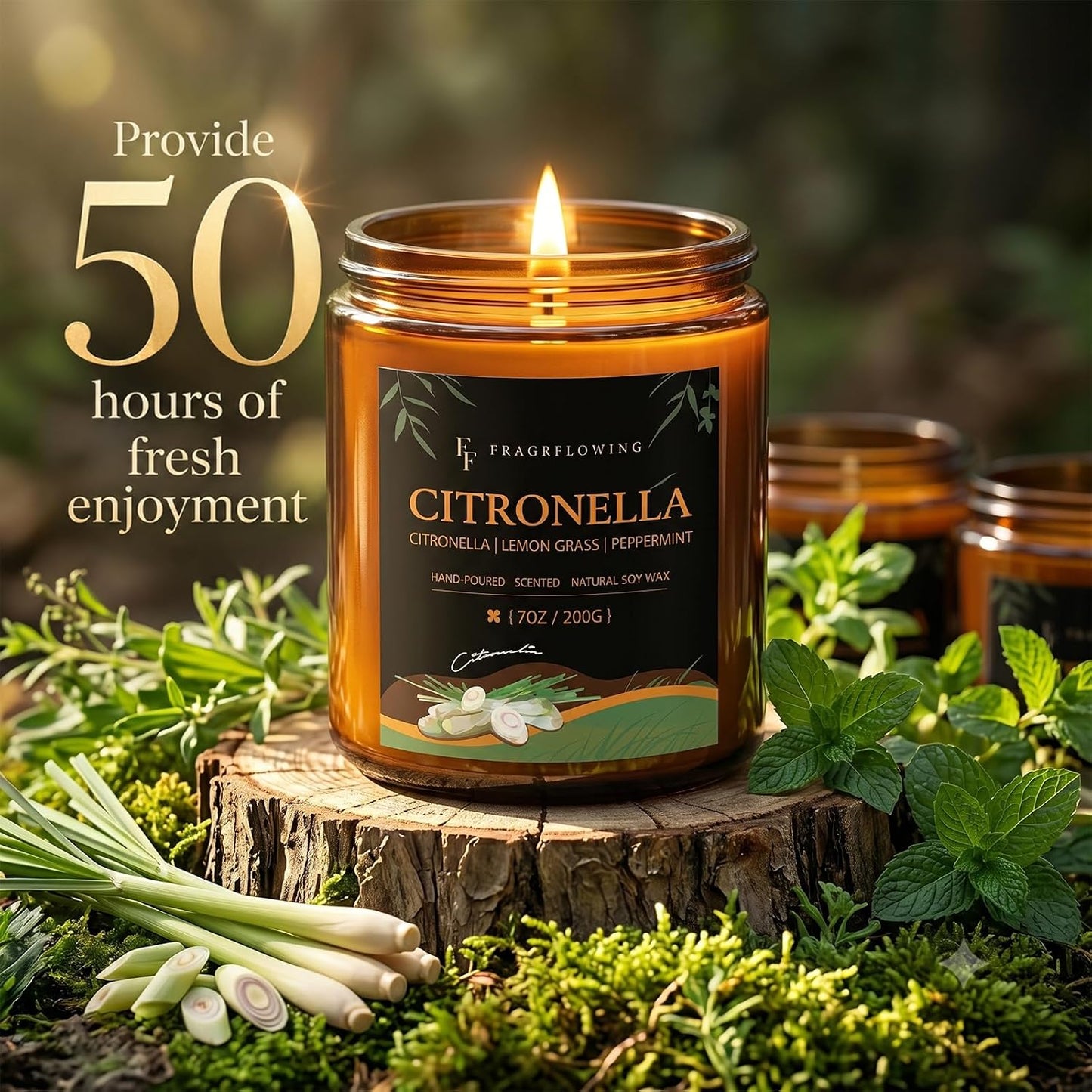 Citronella Candles Set, Indoor Outdoor Lemongrass Scented Candles，Natural Soy Wax Jar Candle, 200-Hour Burn Time, 28 oz (4 Pack)