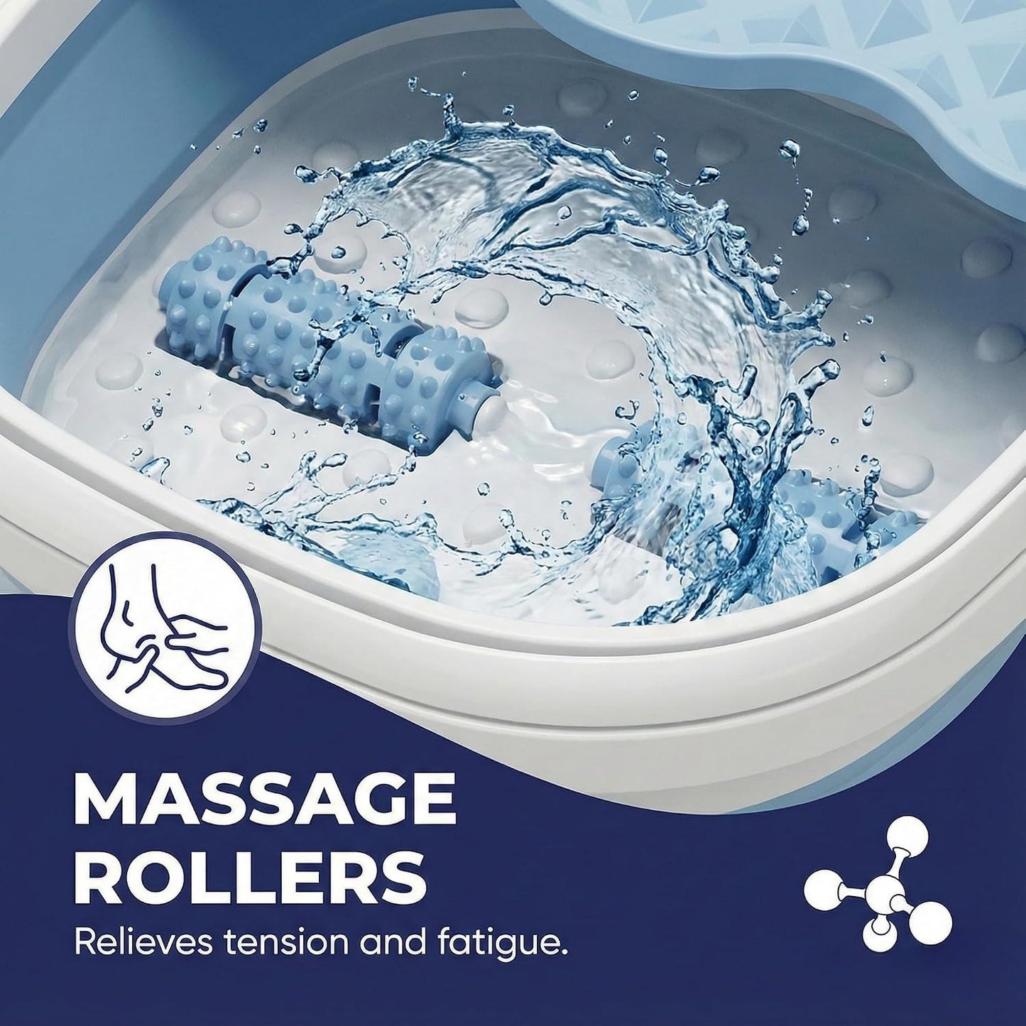 Vital Vibes Collapsible Foot Spa Bath Massager – Large Foot Soaking Tub with Heat Cover & Rollers – Professional Pedicure Kit for Callus Removal, Pain Relief & Soaking – Includes Epsom Salt