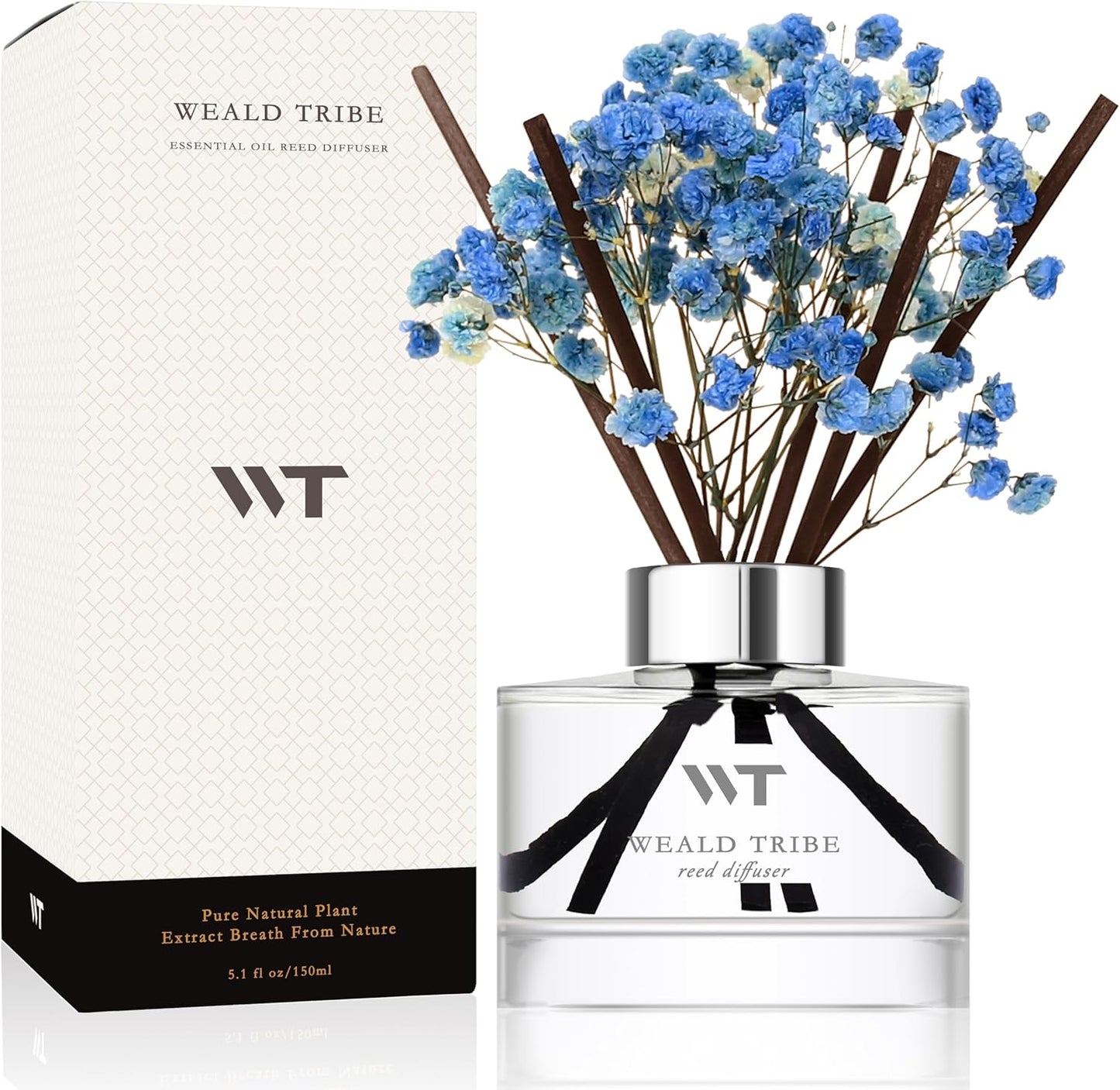 Flower Reed Diffuser Set Cashmere Vanilla Scent for Bathroom Accessories,Christmas Shelf Decor & Air Fresheners, Bedroom Sticks Defusers with 5.1 fl oz Essential Oils, Office Gifts
