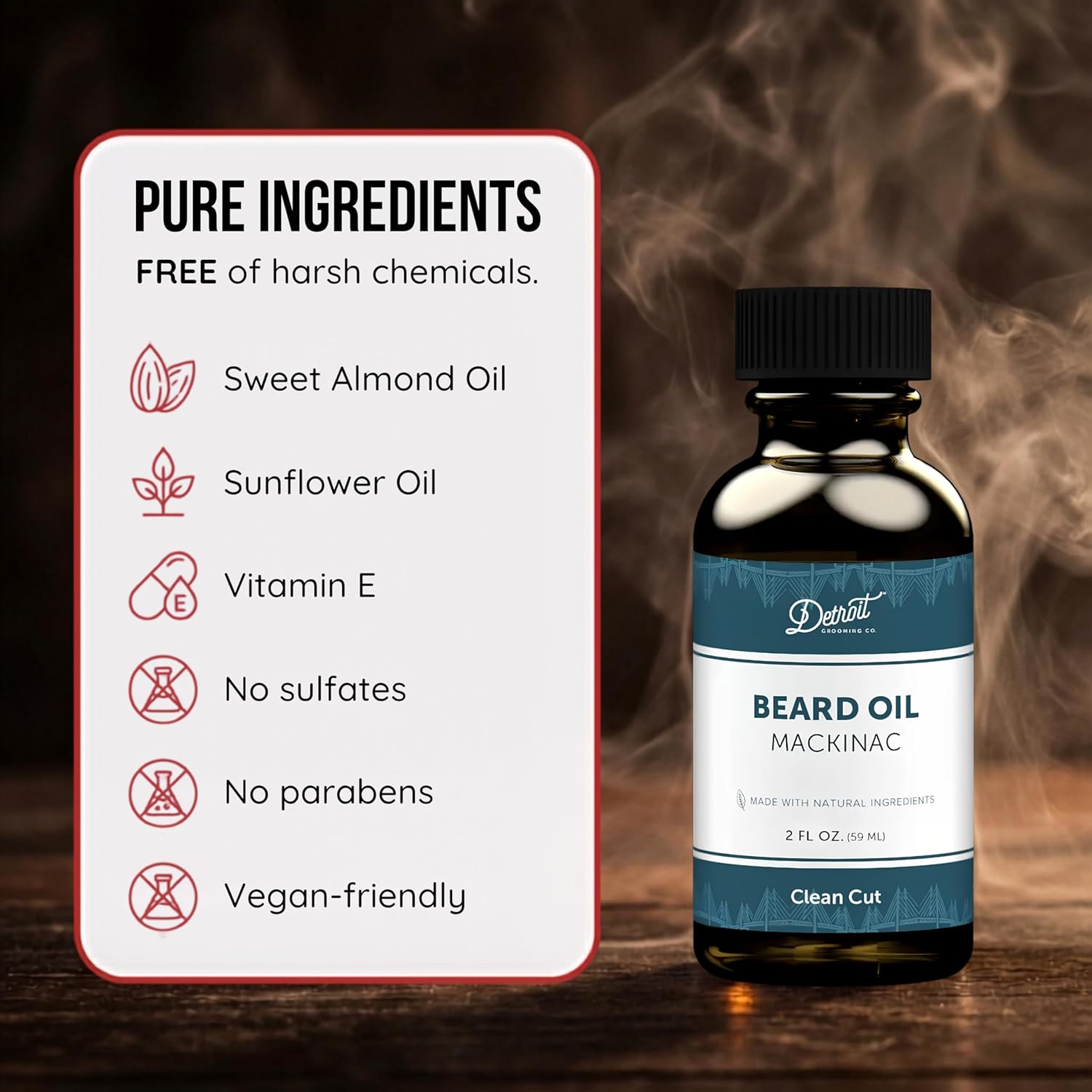 Detroit Grooming Co. Beard Oil (2oz) - Mint & Smooth Vanilla - Premium Nourishing Formula with Sweet Almond Oil & Vitamin E - Men's Beard Softener & Moisturizer - Double Size