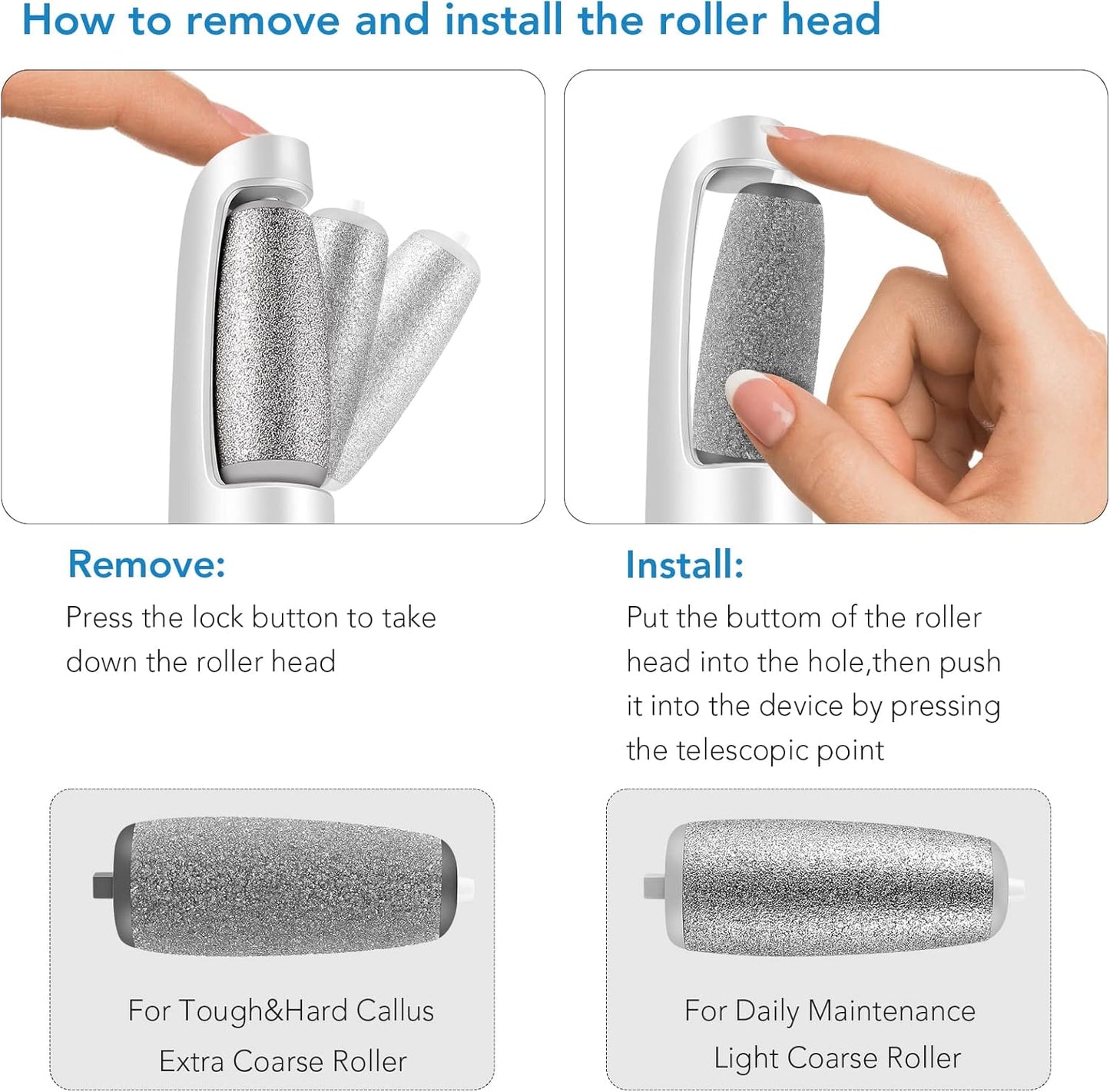 LINKEVAP Electric Callus Remover for Feet, Professional Pedicure Kit Foot Scrubber for Dry, Dead, Cracked, Hard Skin, at Home Feet Spa Care Kit for Men & Women (Cold White)