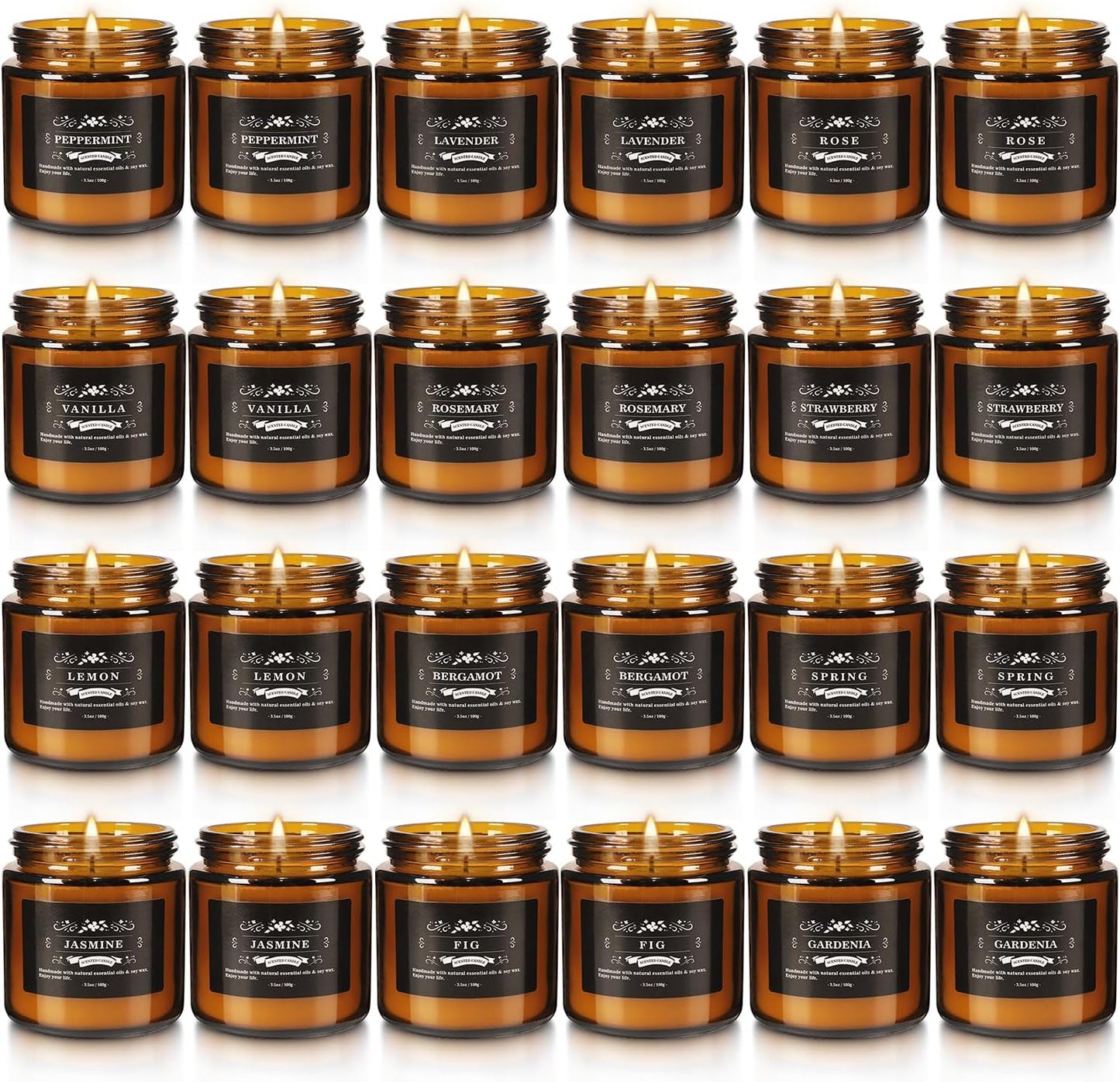 24 Packs Scented Candles for Home, 3.05oz，Soy Wax Aromatherapy Candles with 12 Fragrances, Smokeless Natural Essential Oil Candles for Relaxation, Gifts, Parties, Yoga,Home Decor