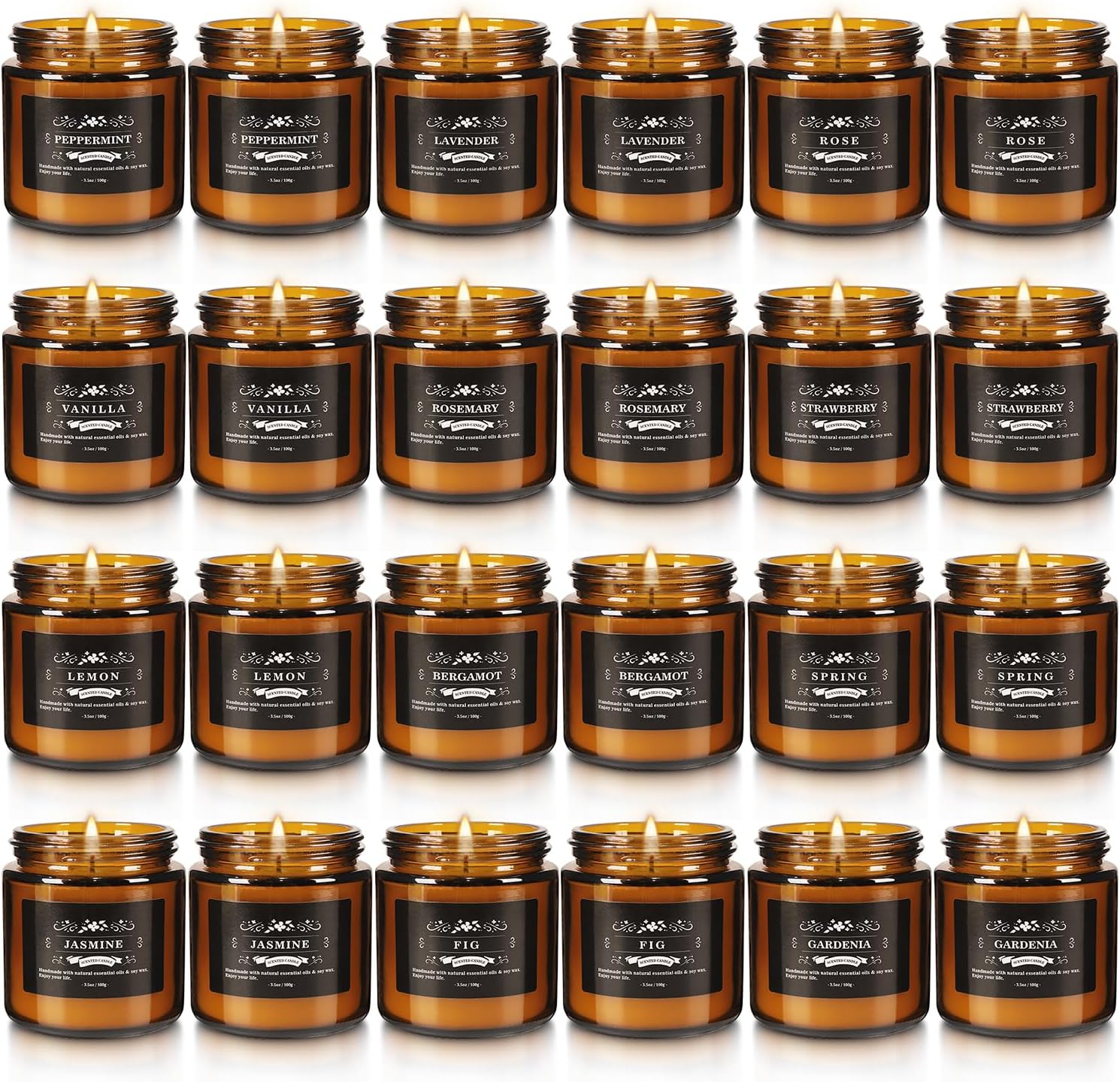 24 Packs Scented Candles for Home, 3.05oz，Soy Wax Aromatherapy Candles with 12 Fragrances, Smokeless Natural Essential Oil Candles for Relaxation, Gifts, Parties, Yoga,Home Decor