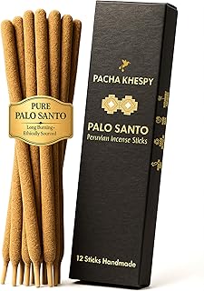 Palo Santo Incense Sticks from Peru 12 Pack Long Lasting Burn Handmade Natural Authentic Holy Wood for Aromatherapy Meditation Energy Cleansing Stress Relief Yoga & Home Fragrance