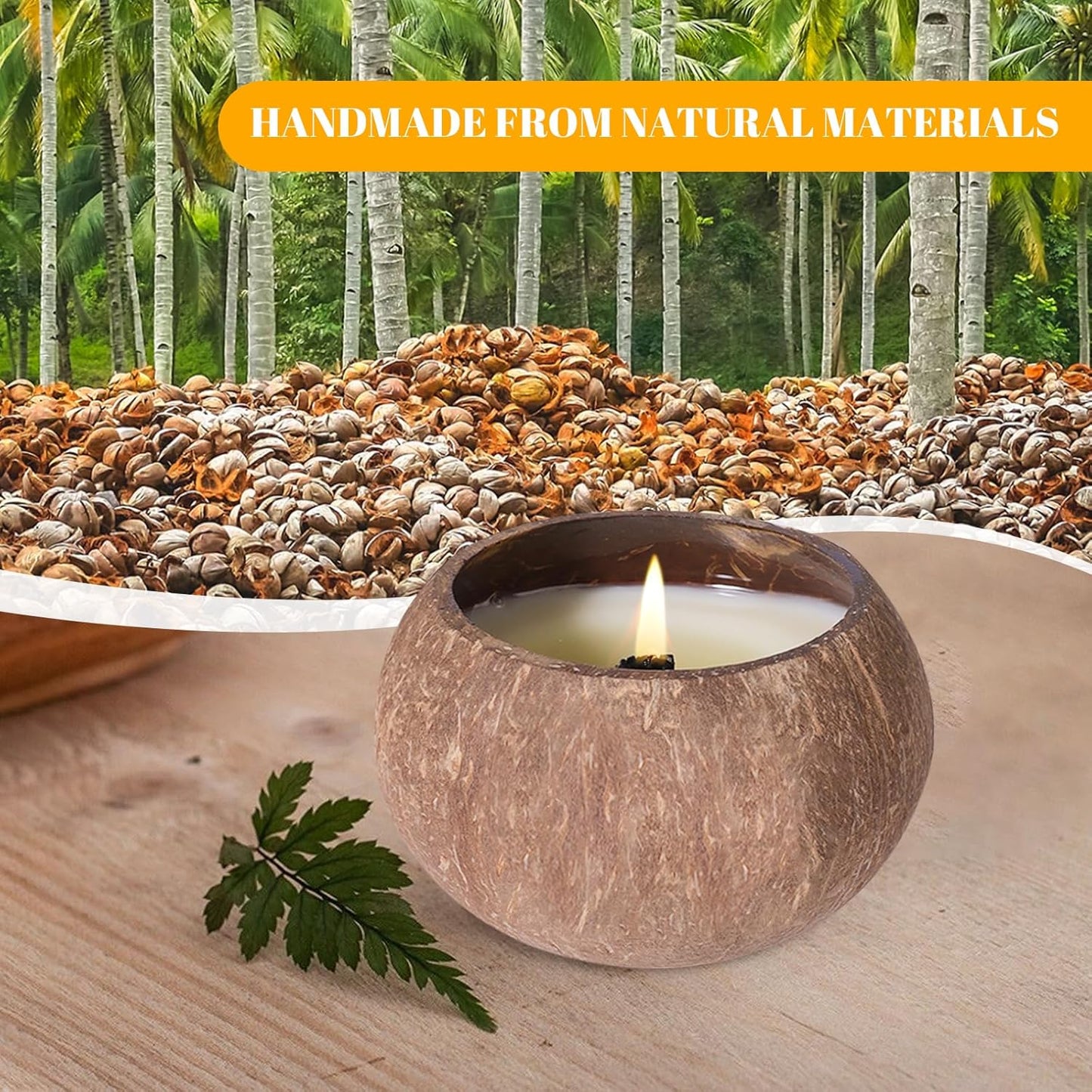Coconut Shell Scented Candle – 60-Hour Burn | 100% Soy Wax | Clean Burning Rosewood Wick | Natural Aromatherapy Gift for Home & Relaxation (Dewy Moss)