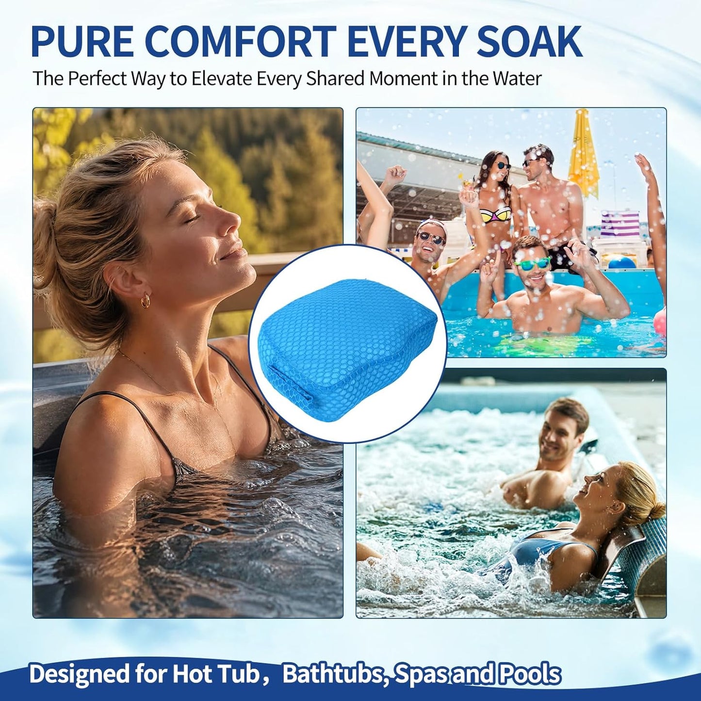 Hot Tub Booster Seat, Weighted SPA Booster Seat Cushion for Adults, 3D Air Mesh Inflatable Hot Tub Seat Accssories with Non-Slip Micro Dot Bottom,Indoor or Outdoor Hot Tub Pillow