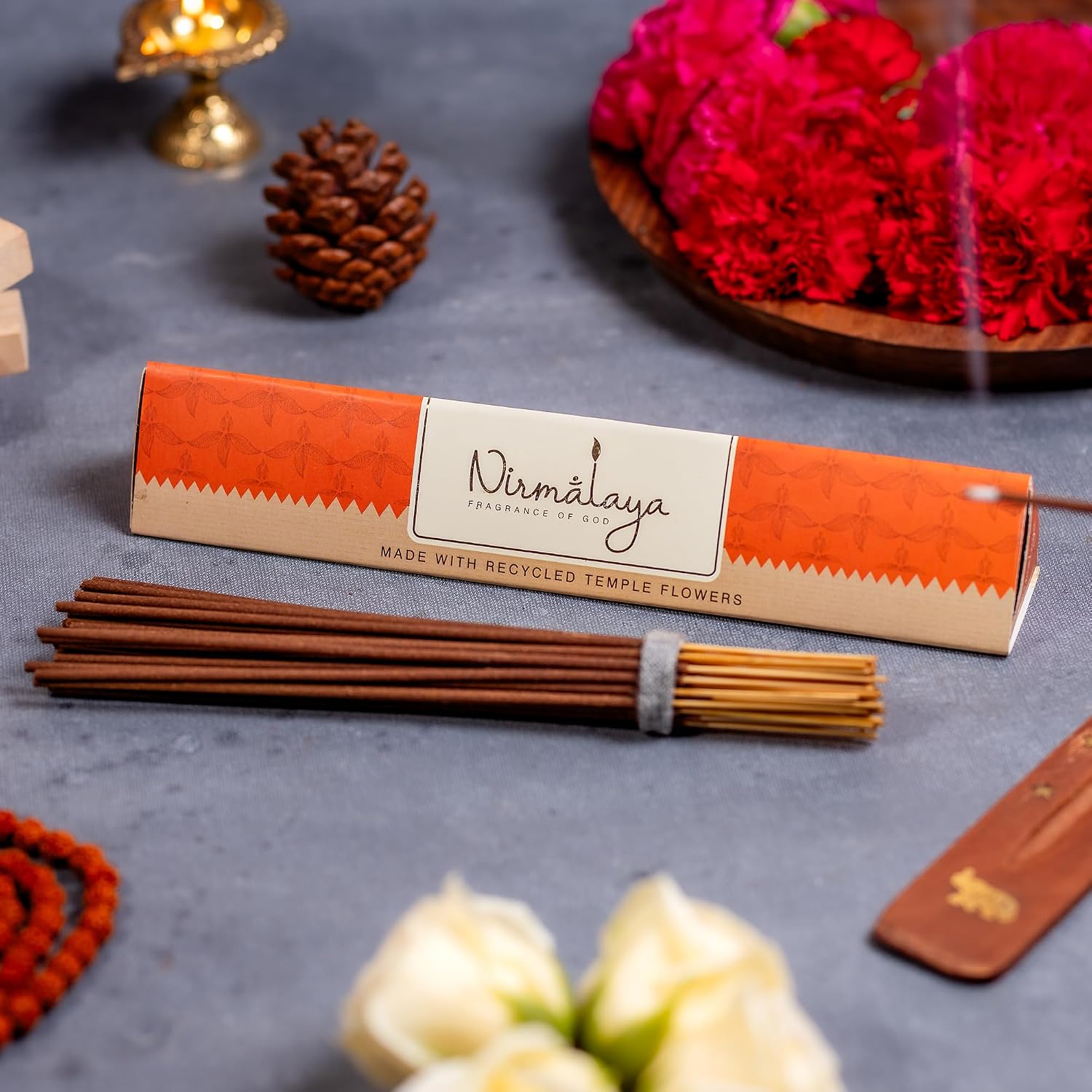 Nirmalaya Premium Luxury Natural Sandalwood Incense Sticks | Natural & Charcoal Free | Pack of 40 Sticks, 100g | Ideal for Home, Office, Yoga, Meditation & Aromatherapy