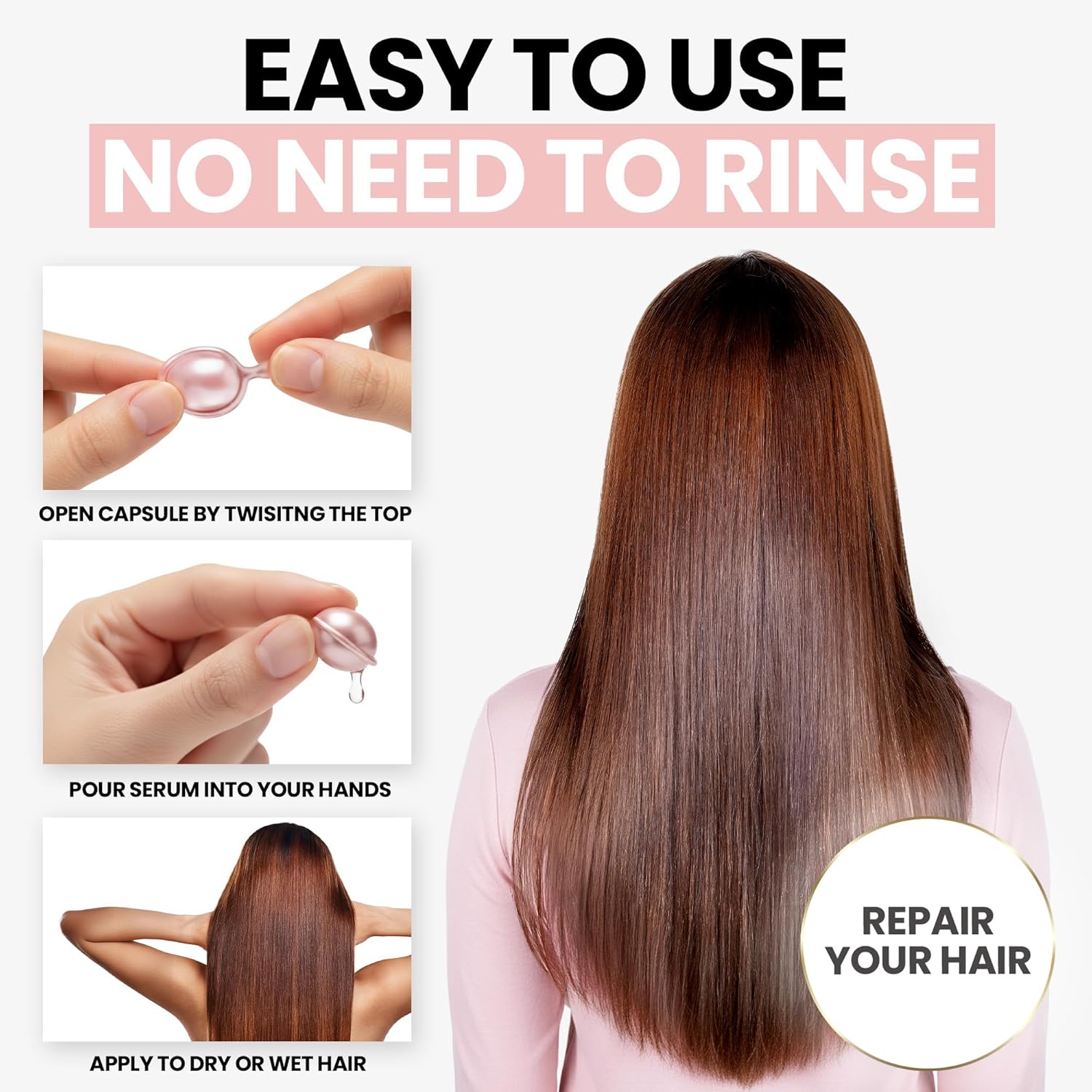 ELLA BELLA® Keratin Hair Serum with Argan Oil & Vitamins A, E, B5 – Anti-Frizz Hair Treatment & Night Repair – Hair Vitamins for Women for Smooth, Shiny, Frizz-Free Hair