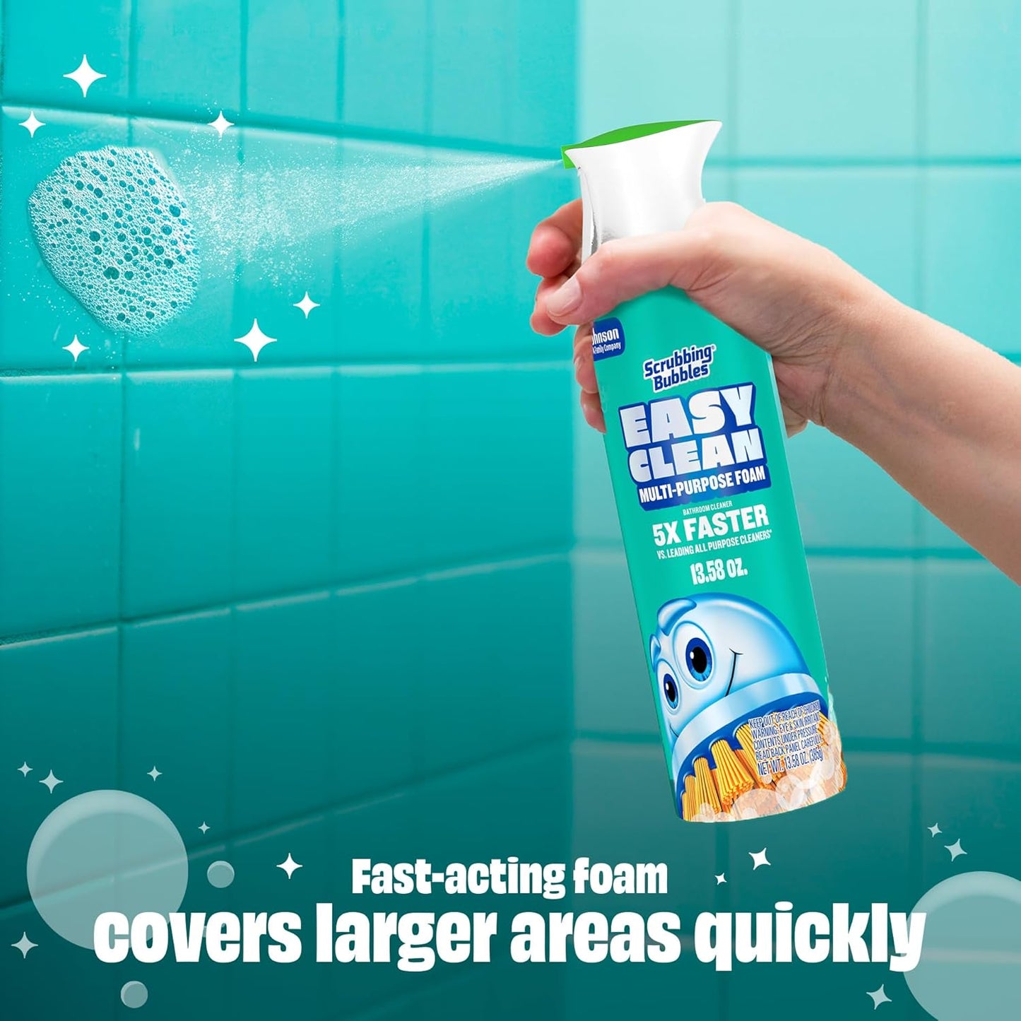 Scrubbing Bubbles Easy Clean Foaming Multipurpose Bathroom Cleaner, Continuous Spray Bottle, Fast Acting Foam, 13.58 Ounce (Pack of 2)