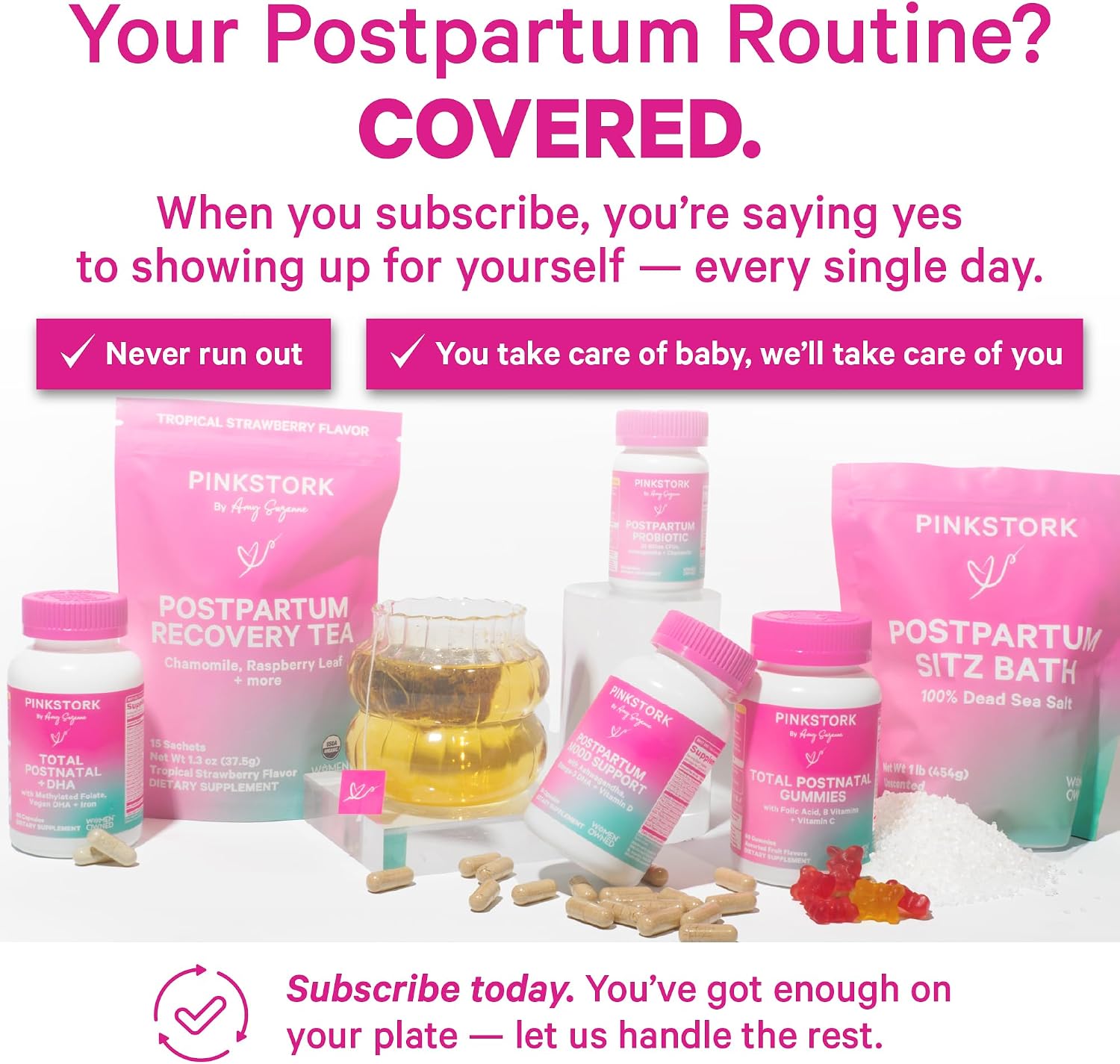 Pink Stork Postpartum Sitz Bath Soak: Dead Sea Salt for Perineal Care & Cleansing, Postpartum Recovery, Labor and Delivery Essentials, Women-Owned, Unscented, 16 oz