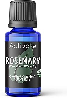 Activate Rosemary Organic Essential Oil 100% Pure, USDA Certified Organic, Premium Grade, Undiluted, Non-GMO, Therapeutic Natural Oils, Aromatherapy & Diffuser Use Gift 10ml