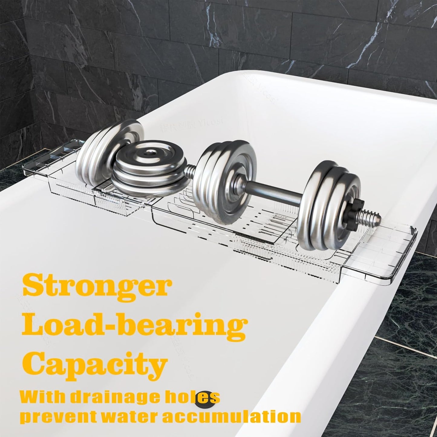 Yieach Luxury Tub Tray for Bathtub Expandable,Clear Bath Shelf Over Tub and Acrylic Bathtub Tray,Plastic Bath Board & Table,Bath Caddy Tray & Accessories for Mothers,Mom and Women Relaxing Spa Gifts