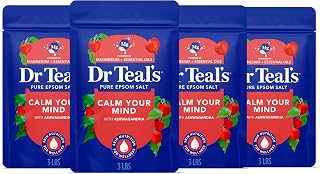 Dr Teal's Epsom Salt Magnesium Soak, Ashwagandha & Essential Oils, 3 lbs (Pack of 4)