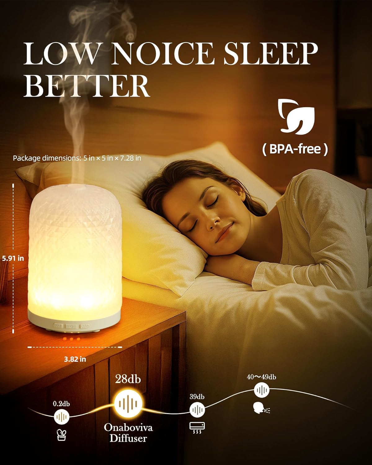 Essential Oil Diffuser - 2.4MHz Ultrasonic Glass Diffuser with Pulse/Continuous Mist & Night Light, Waterless Auto-Off, Silent Aromatherapy Diffuser for Home, Office, Yoga, Spa, Gifts & Home Decor.