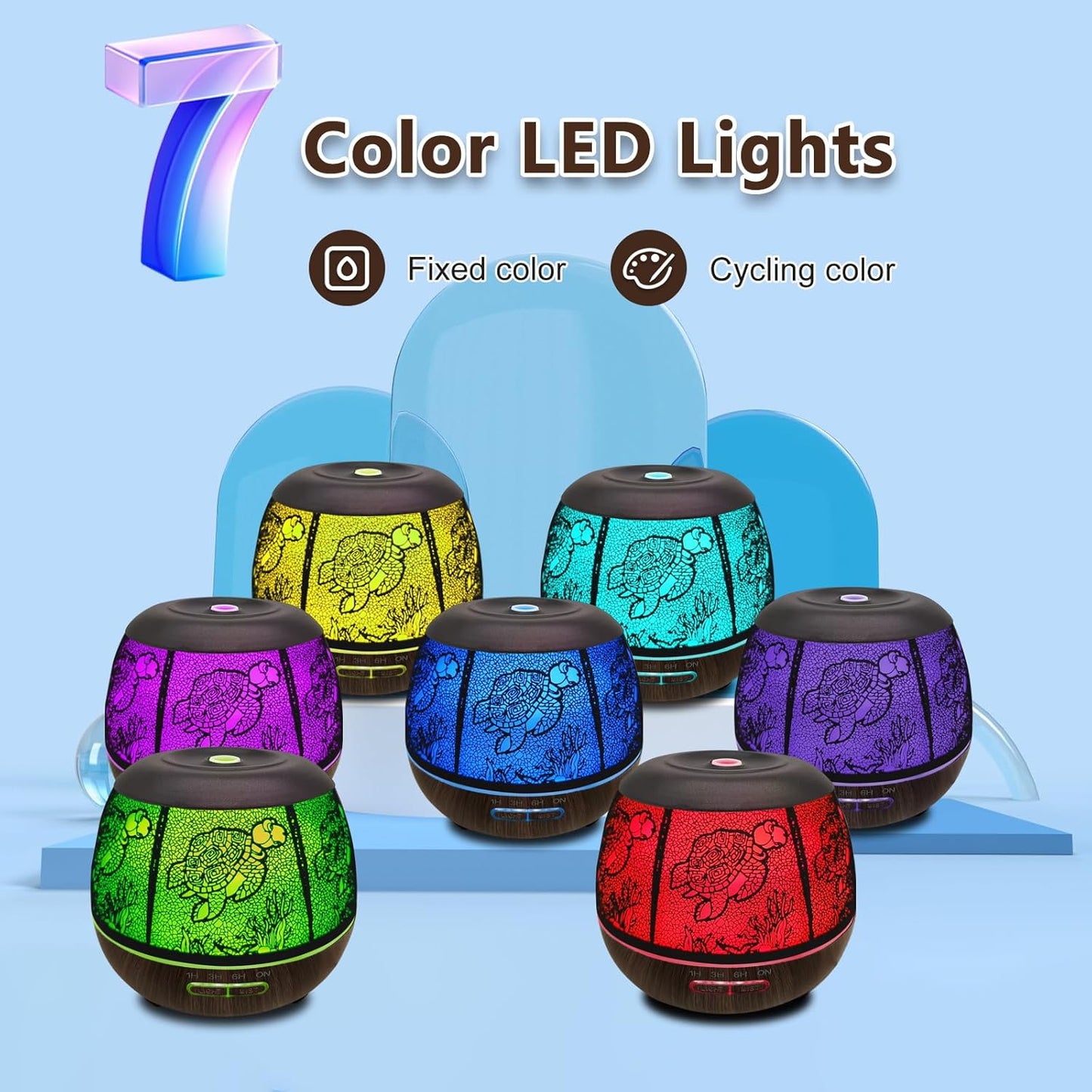 Essential Oil Diffuser for Home,500ML Aromatherapy Diffusers for Essential Oils Large Room with Cool Mist Humidifiers for Bedroom,7 Colors Changed & 3 Mist Mode Automatic Shut-Off - Turtle