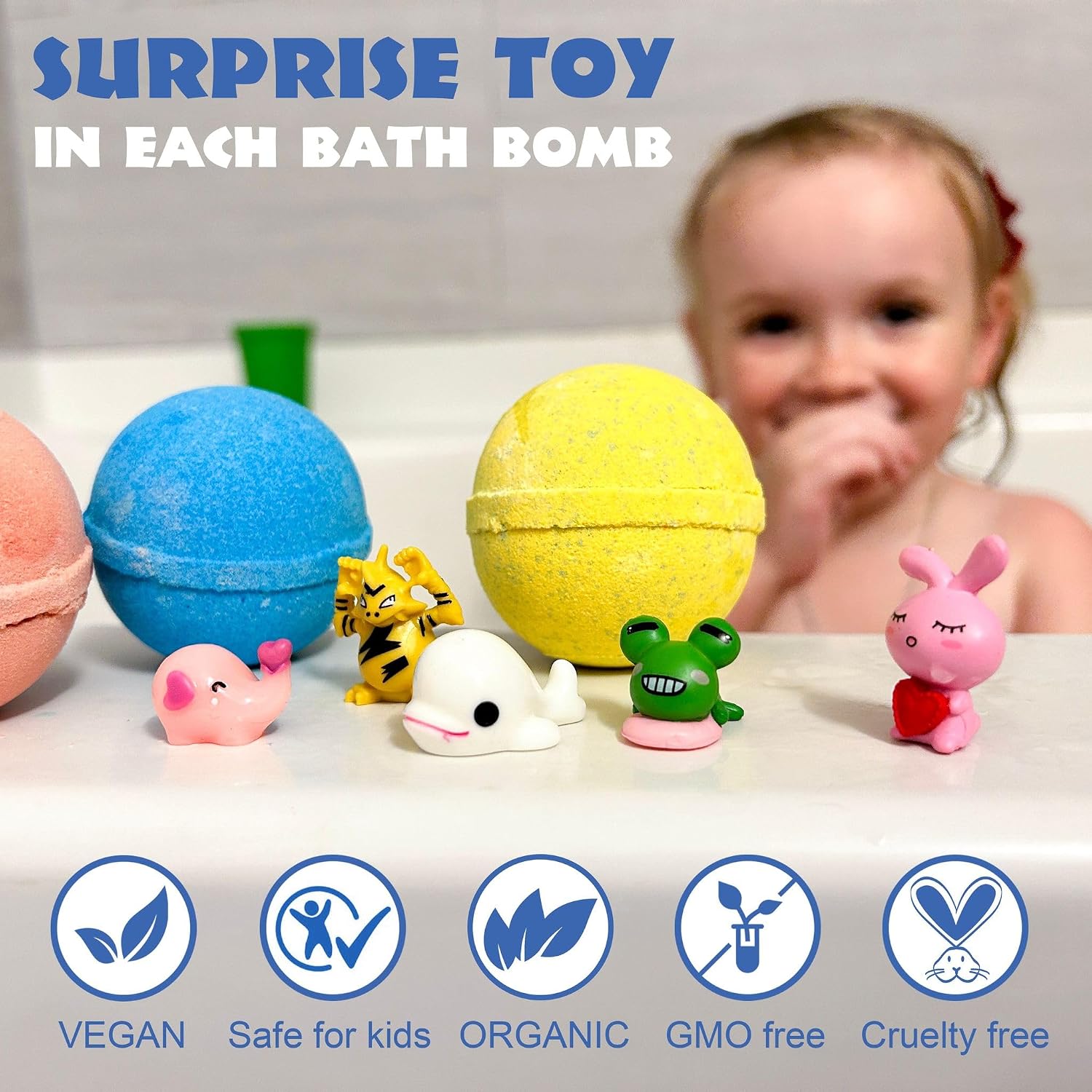 12 Bath Bombs for Kids with Surprise Toys Inside - Handmade in The USA from Natural Safe Ingredients for Sensitive Skin - 12 Different Scents with 12 Toys Inside- Gift for Girls and Boys