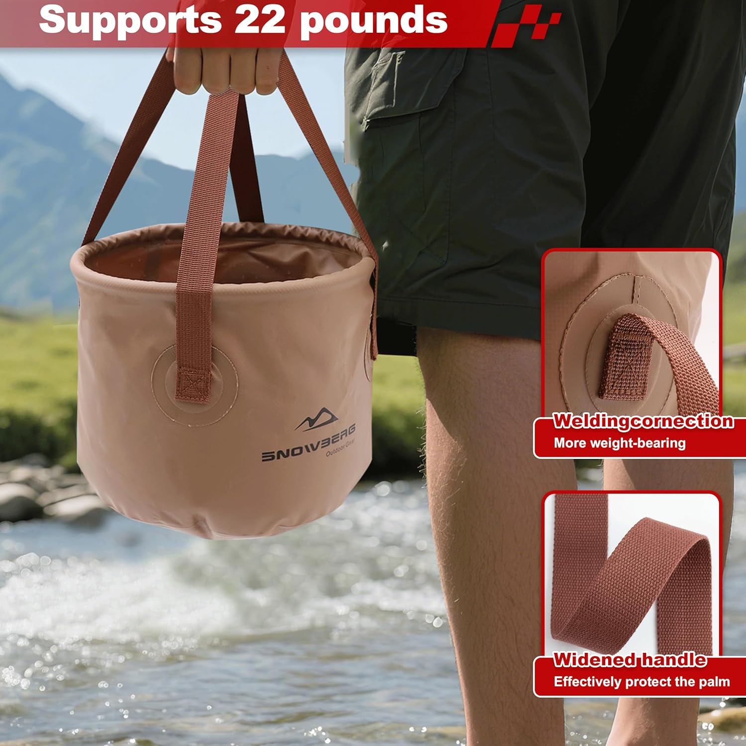 Multifunctional Collapsible Bucket,Portable Bin,Car Wash Bucket,Lightweight Foldable Bucket with Handles for Camping,Dish Washing,Laundry,Soaking Feet,Fishing,Hiking