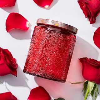 8 oz Red Sun Moon Stars Candle Jars with Metal Lids, 9 Pack | Patented Embossed Design, Includes Wick Centering Devices & Warning Labels, Multiple Color Options