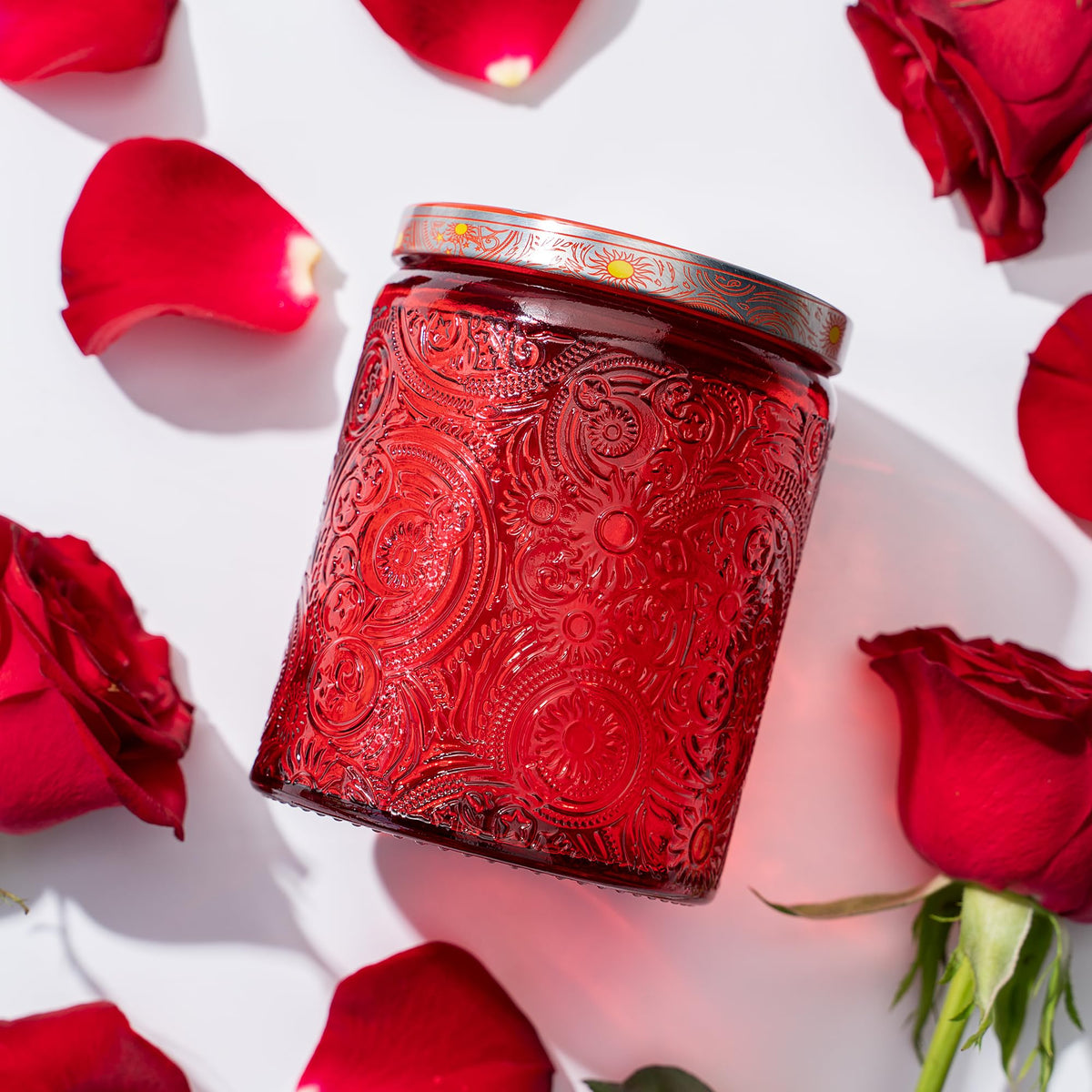 8 oz Red Sun Moon Stars Candle Jars with Metal Lids